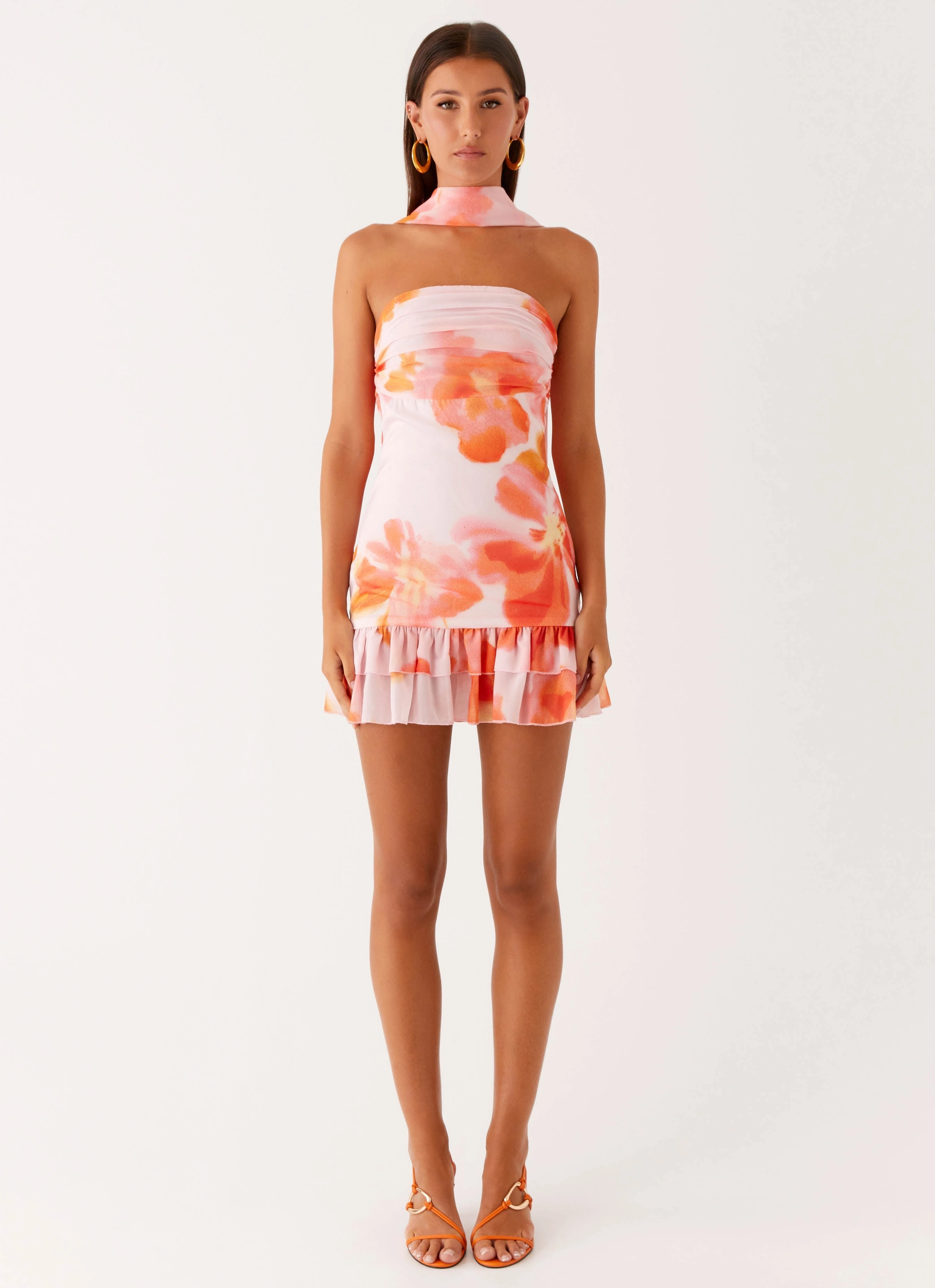 Manon Scarf Mini Dress - Blushing Blossom Outerwear Staple