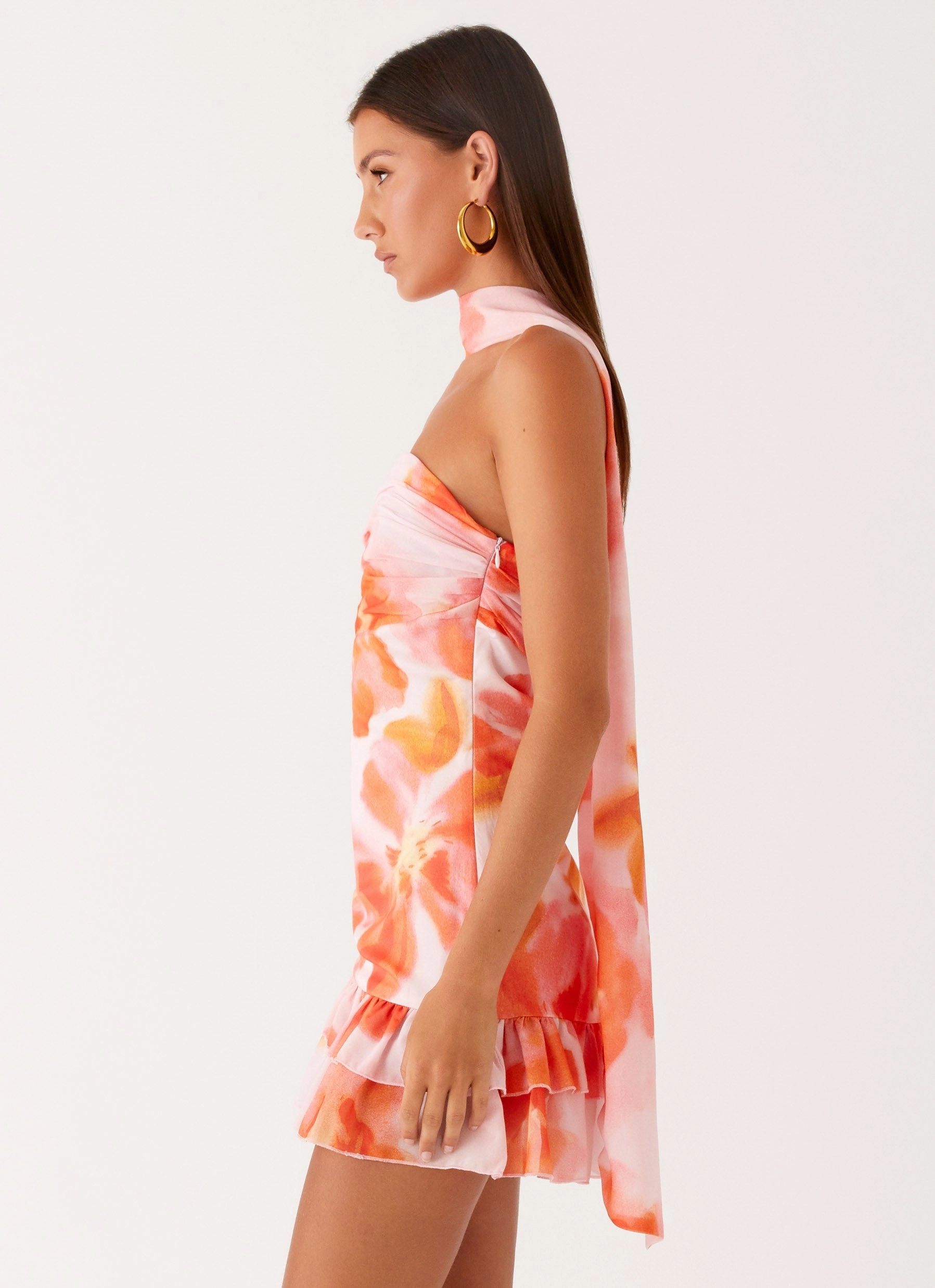 Manon Scarf Mini Dress - Blushing Blossom Cold Weather Wear