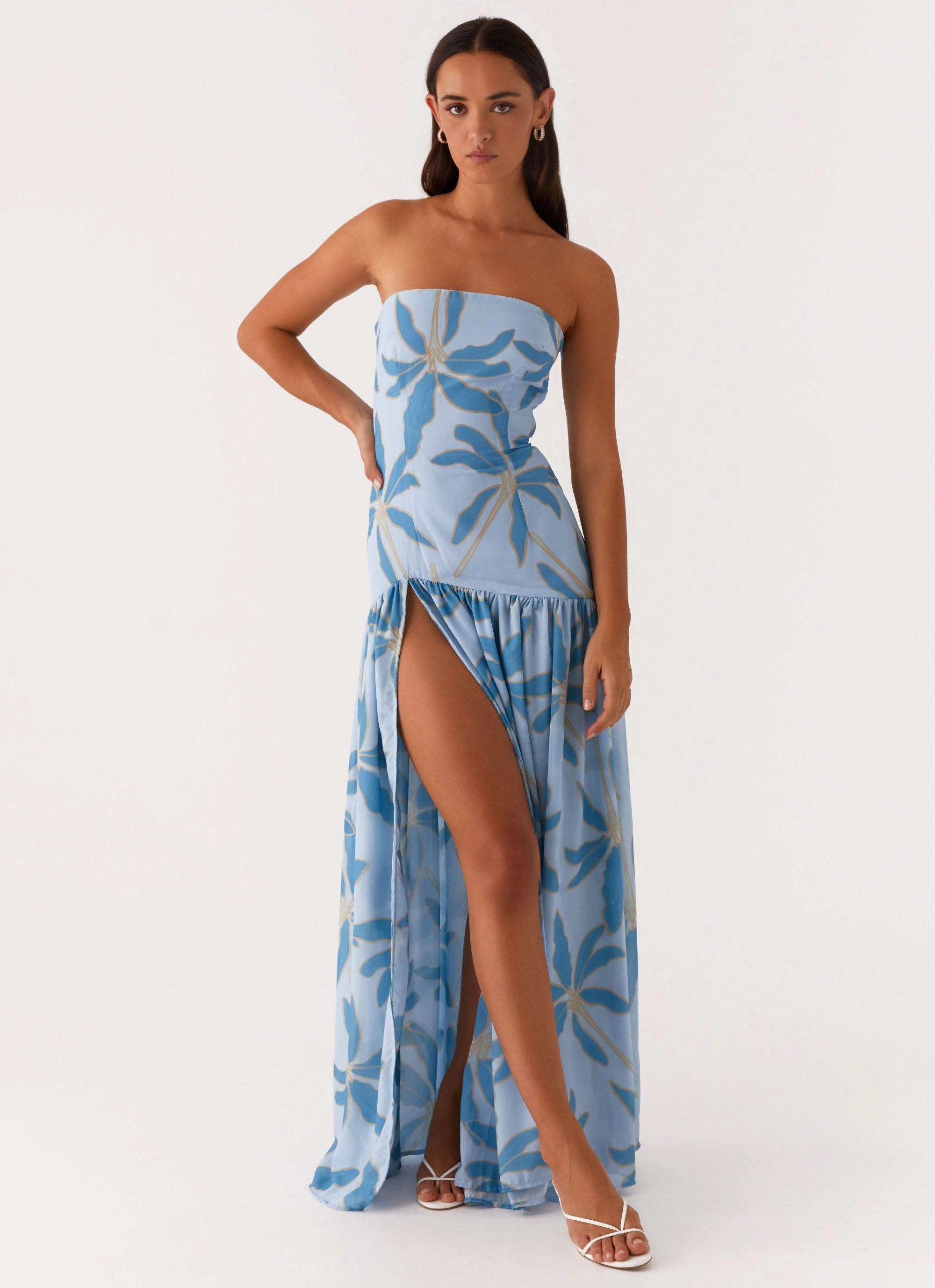 Eden Strapless Maxi Dress - Opulent Blue Weekend Casual Sleek Jacket