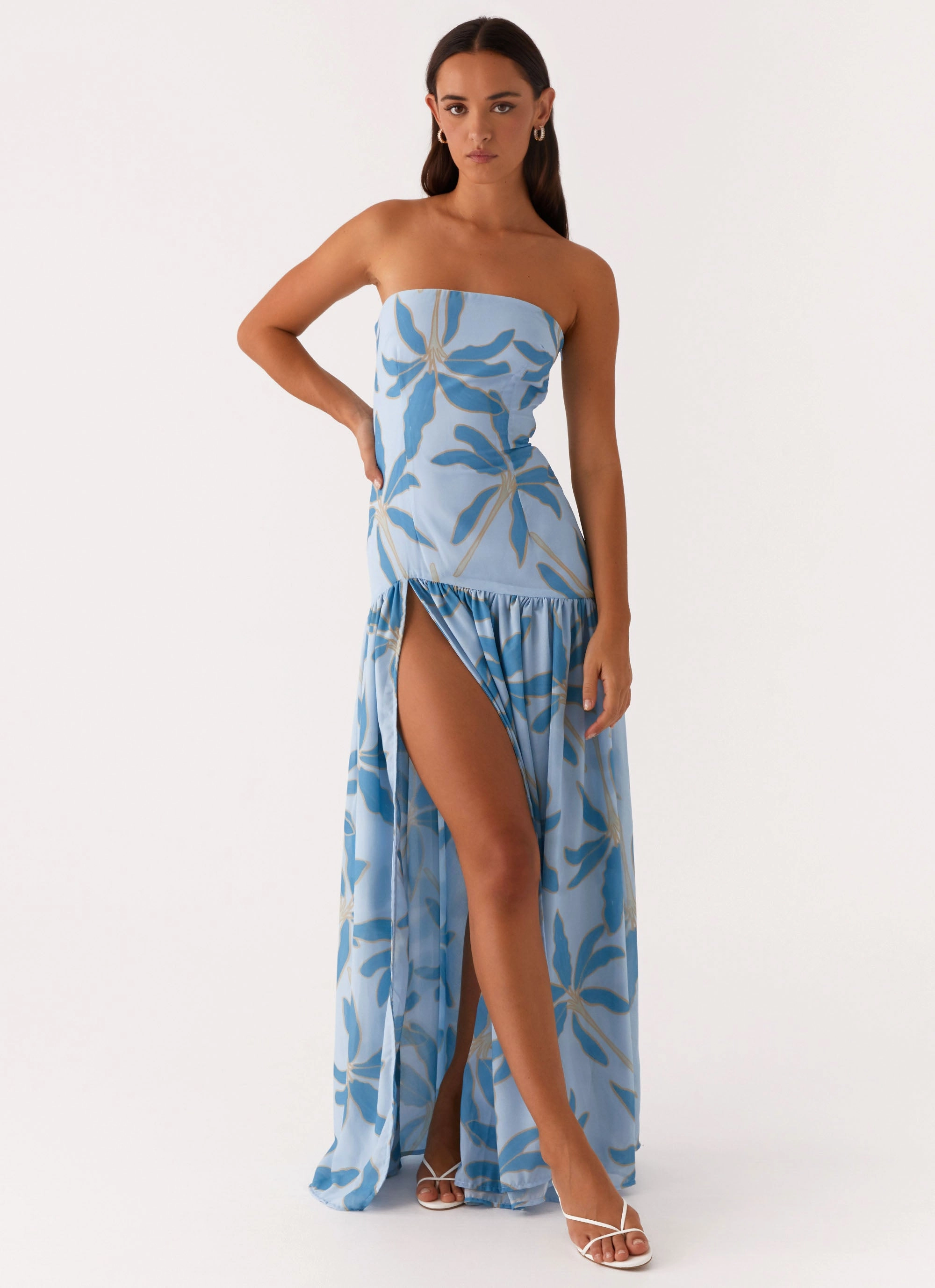 Sleek Jacket Wardrobe Essential Eden Strapless Maxi Dress - Opulent Blue