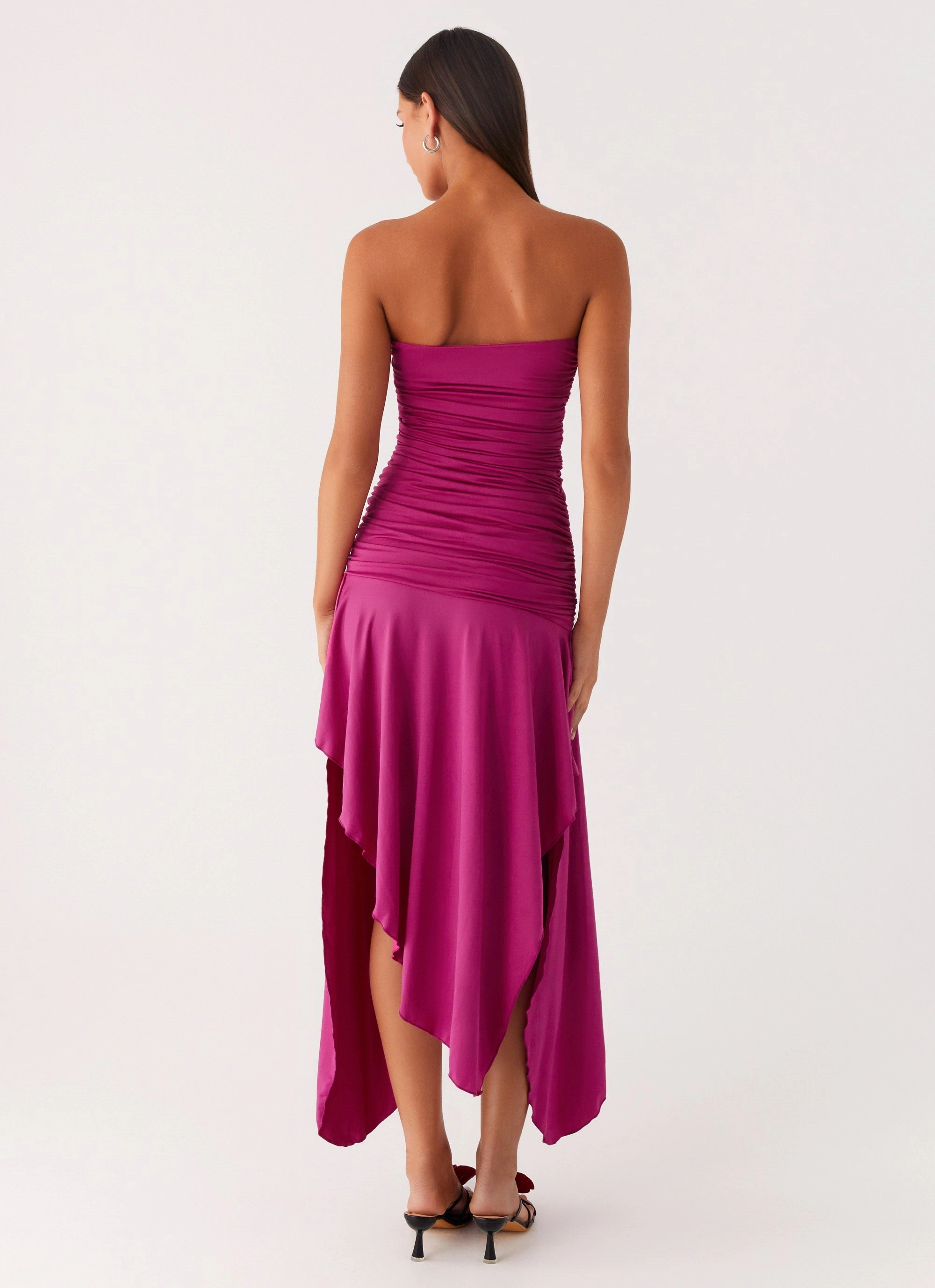 Ora Strapless Maxi Dress - Fuchsia Autumn Outerwear Textured Coat