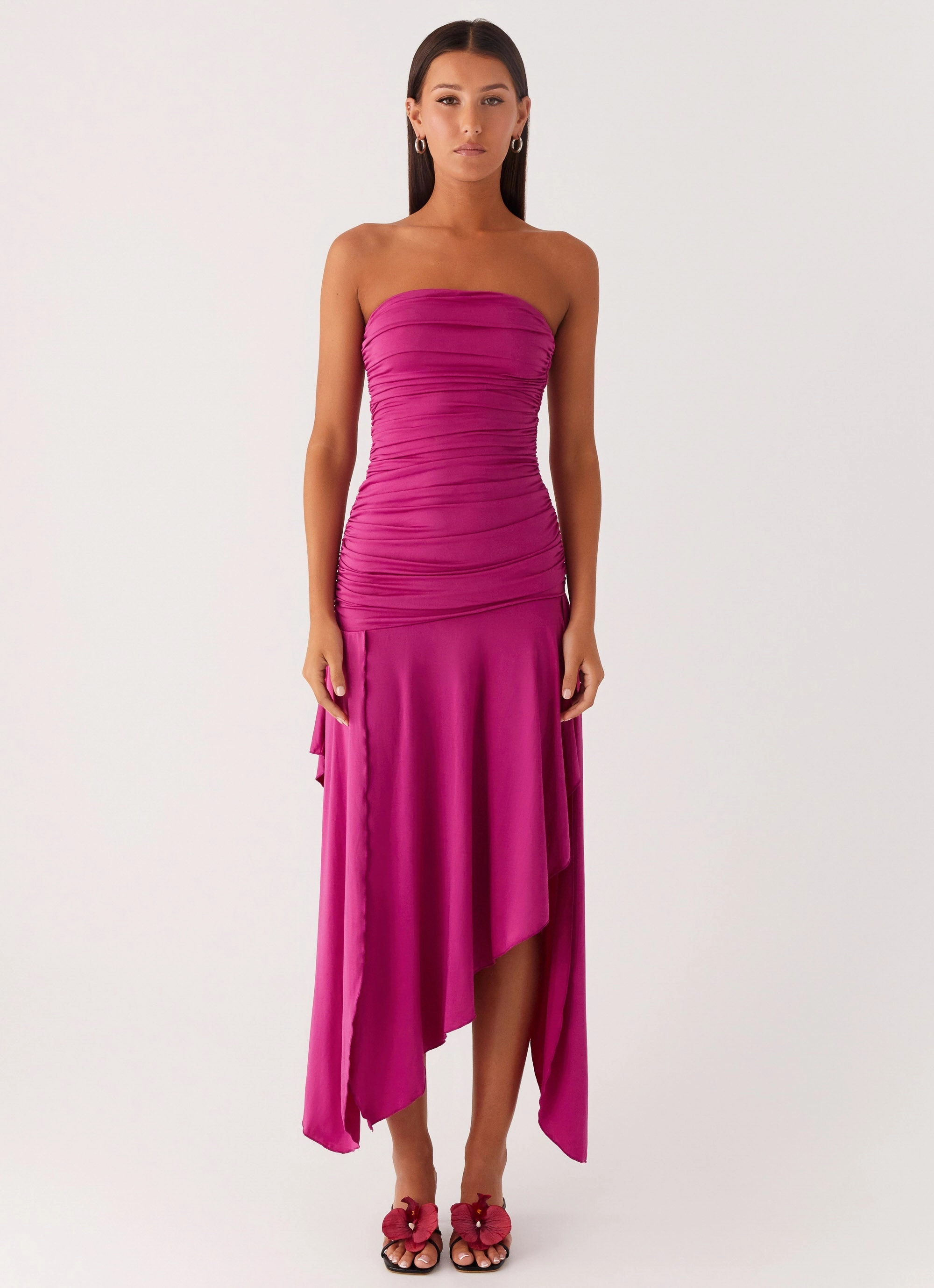 Casual Coat Contemporary Fit Ora Strapless Maxi Dress - Fuchsia