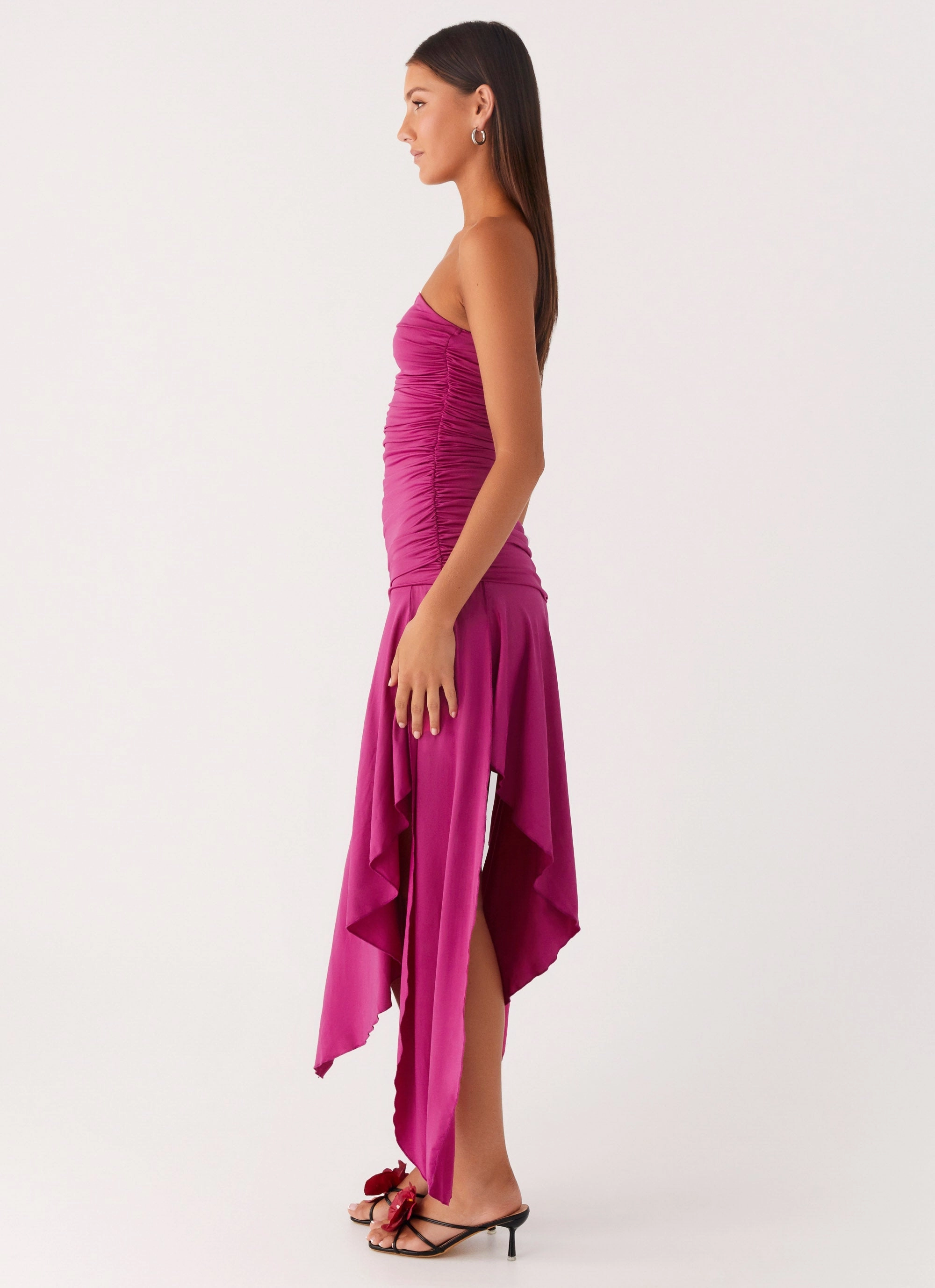 Ora Strapless Maxi Dress - Fuchsia Formal Jacket