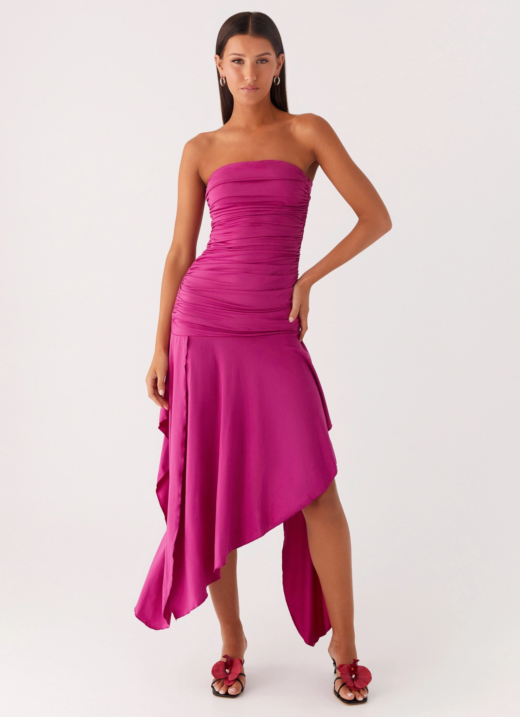 Winter Outerwear Ora Strapless Maxi Dress - Fuchsia