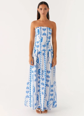 Trendy Tailoring Carmel Maxi Dress - Floral Wave