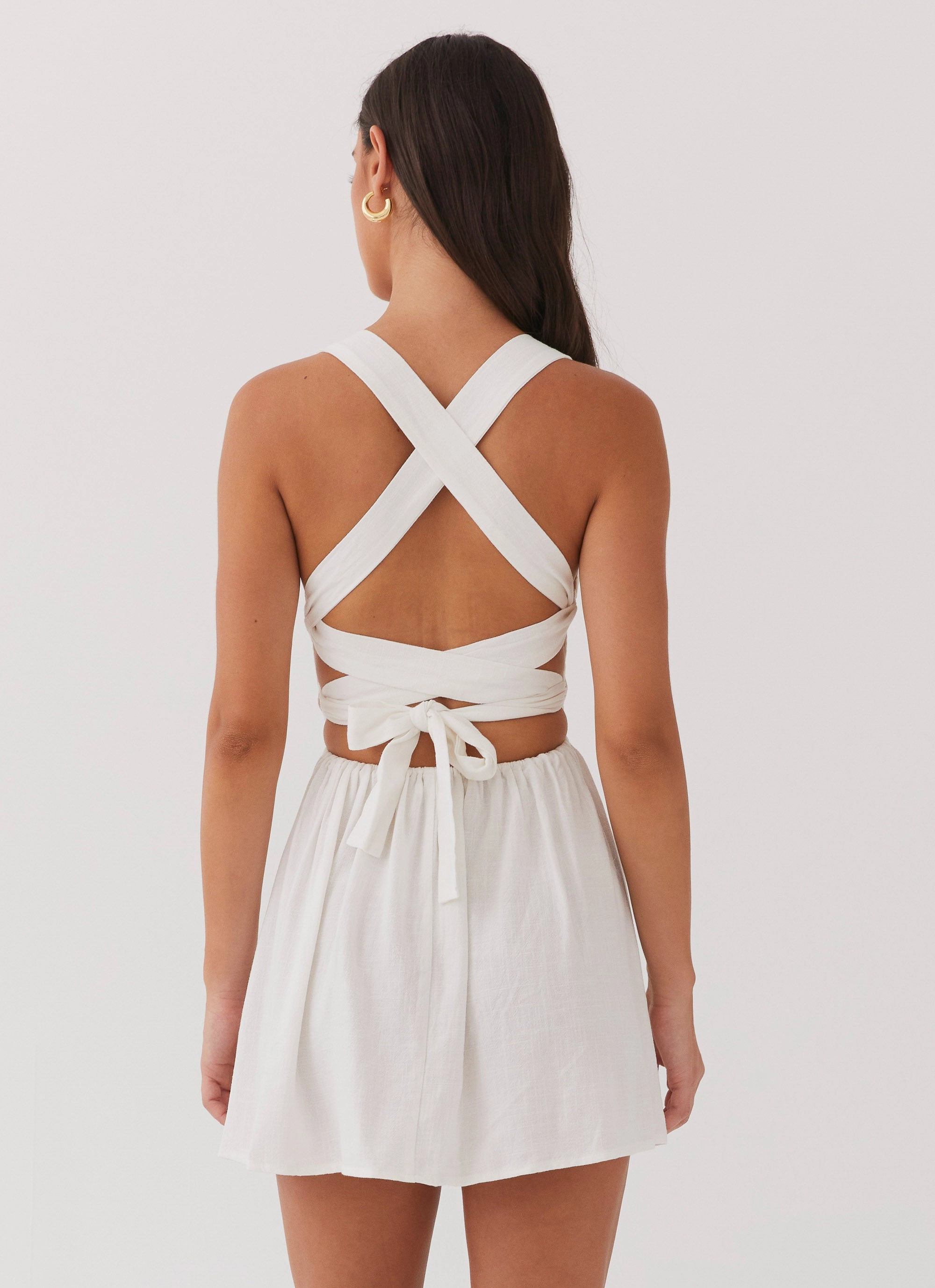 Soft and Light Studio Style Penelope Linen Mini Dress - Ivory