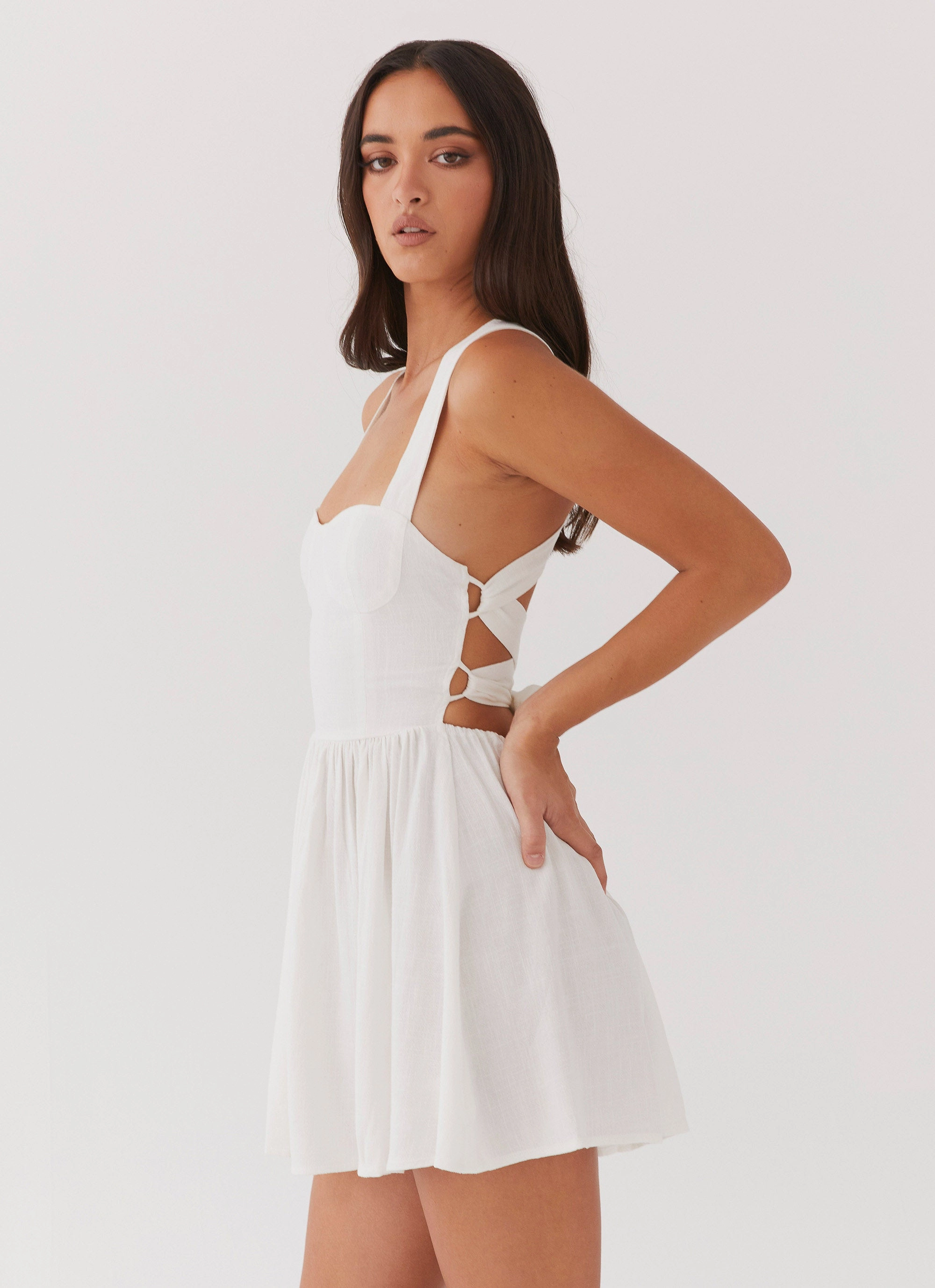 Rooftop-Event Penelope Linen Mini Dress - Ivory
