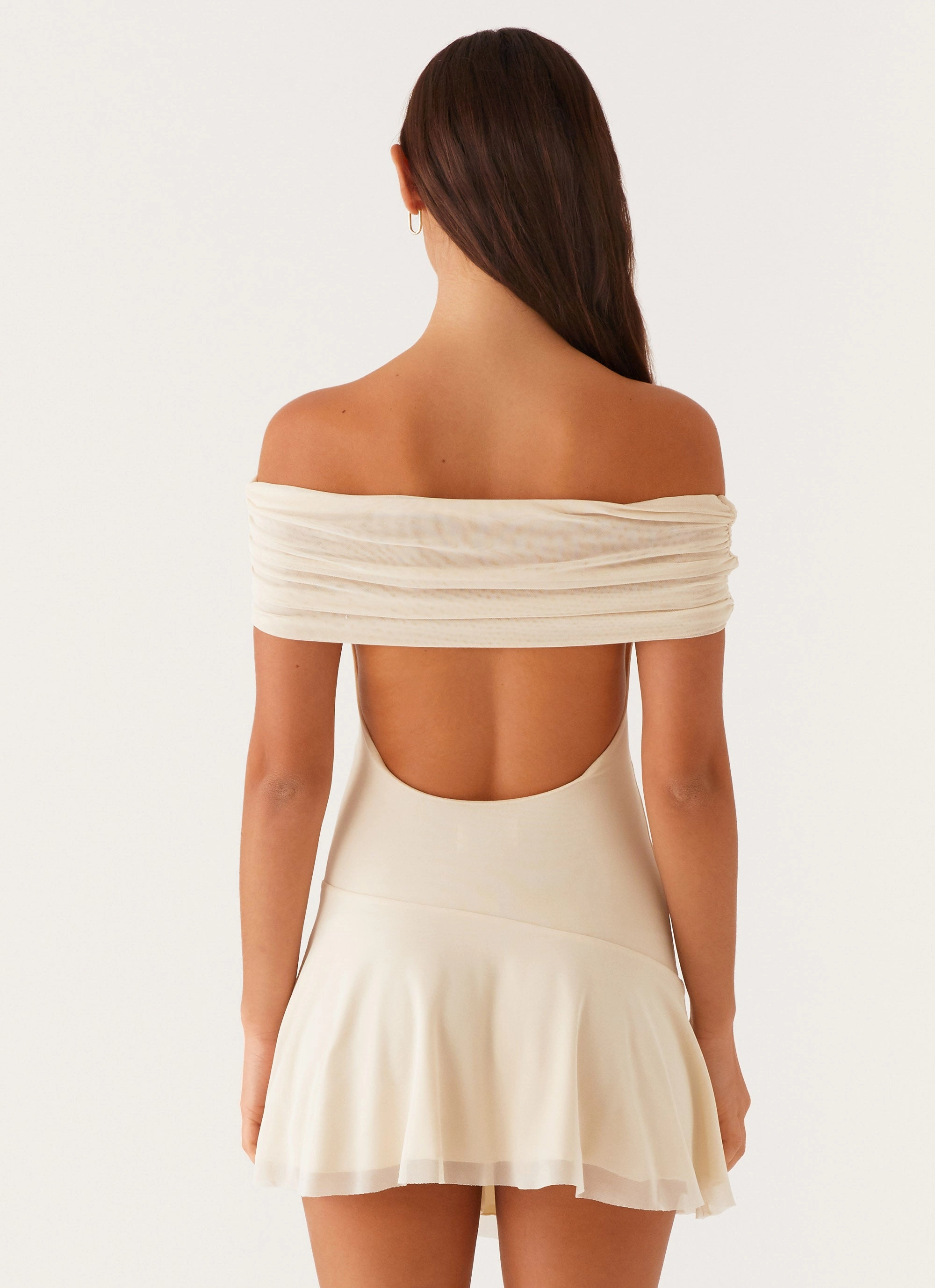 Finola Off Shoulder Mini Dress - Pastel Yellow Modern Twist Polished Design