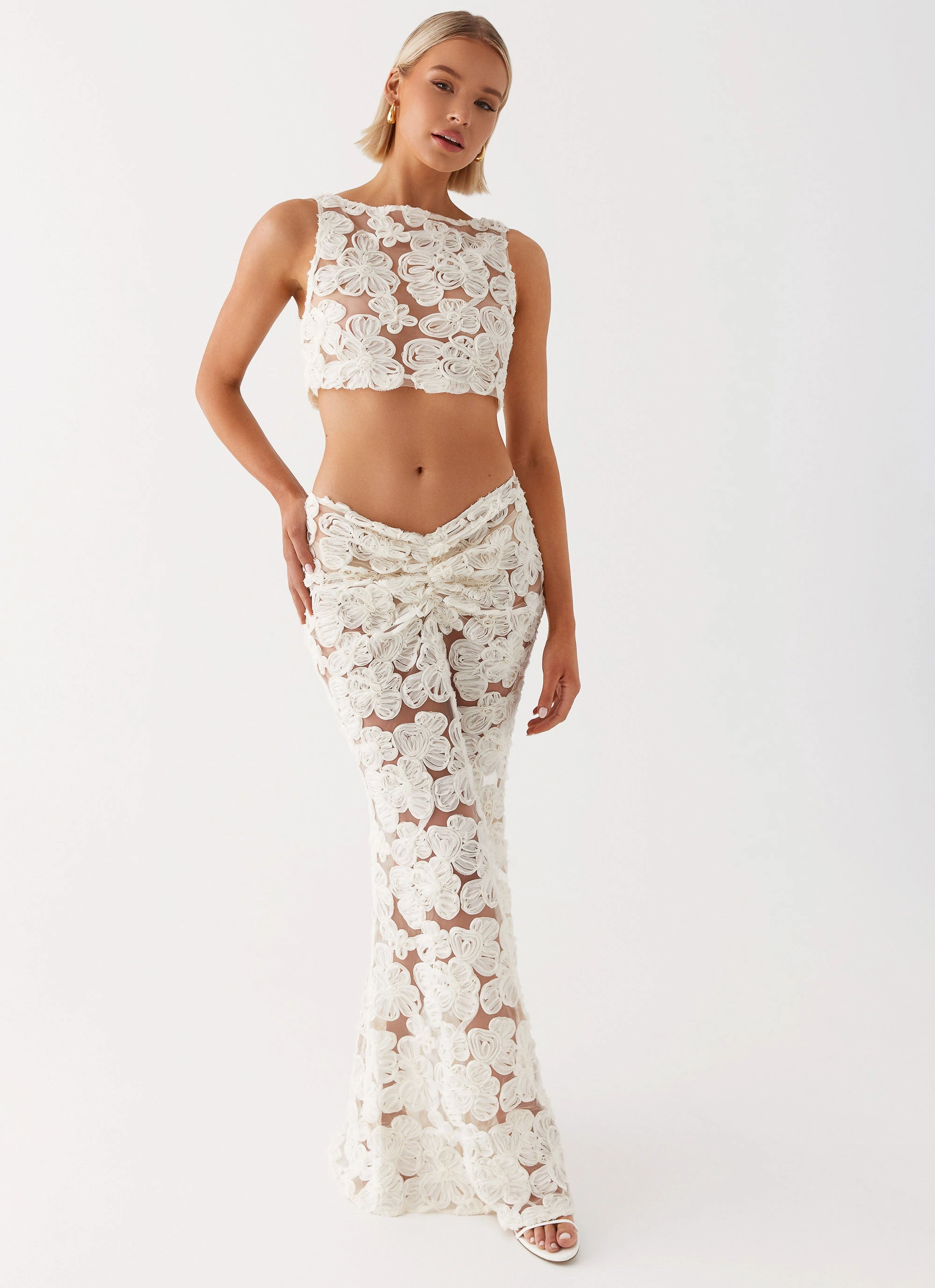 Quick Dry Technology Full Circle Fiorella Floret Maxi Skirt - Ivory