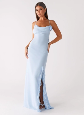 Weekend Casual Elegant Evening First Class Maxi Dress - Blue