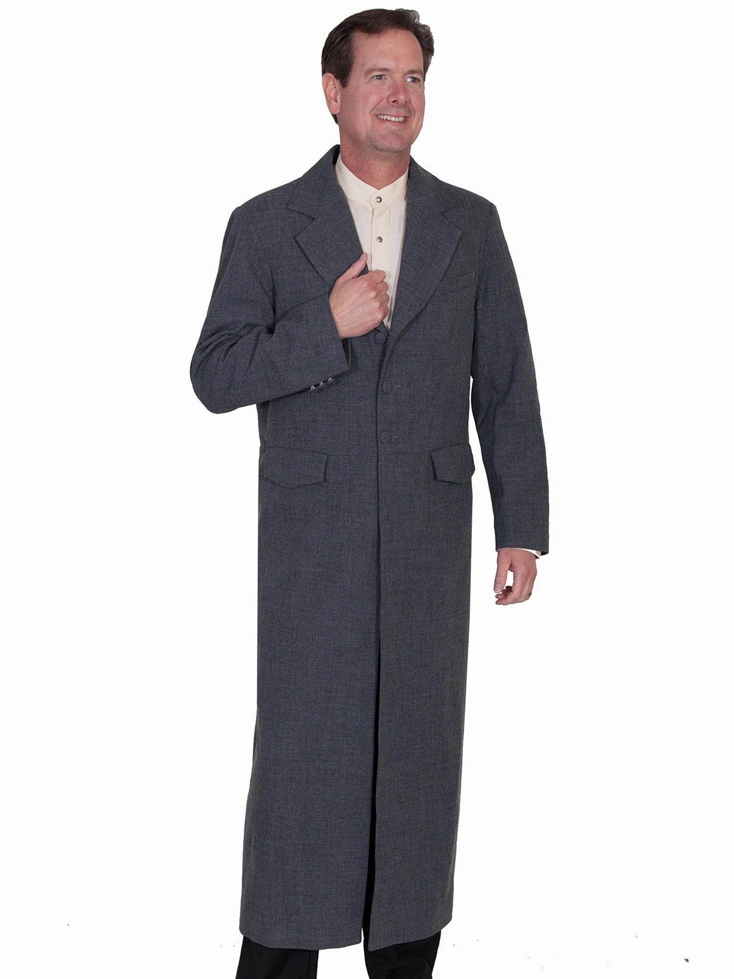 Wahmaker Mens Heather Grey Polyester Frock Coat Casual Style Adjustable Hem Lock System