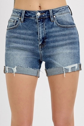 Casual Street MONTANA HIGH RISE RIPPED HEM SHORTS S-XL