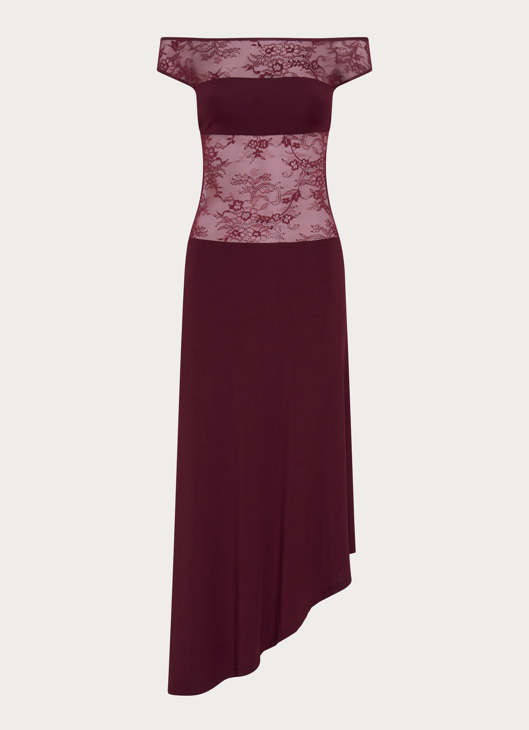 Francoise Lace Midi Dress - Burgundy Cafe Vibe