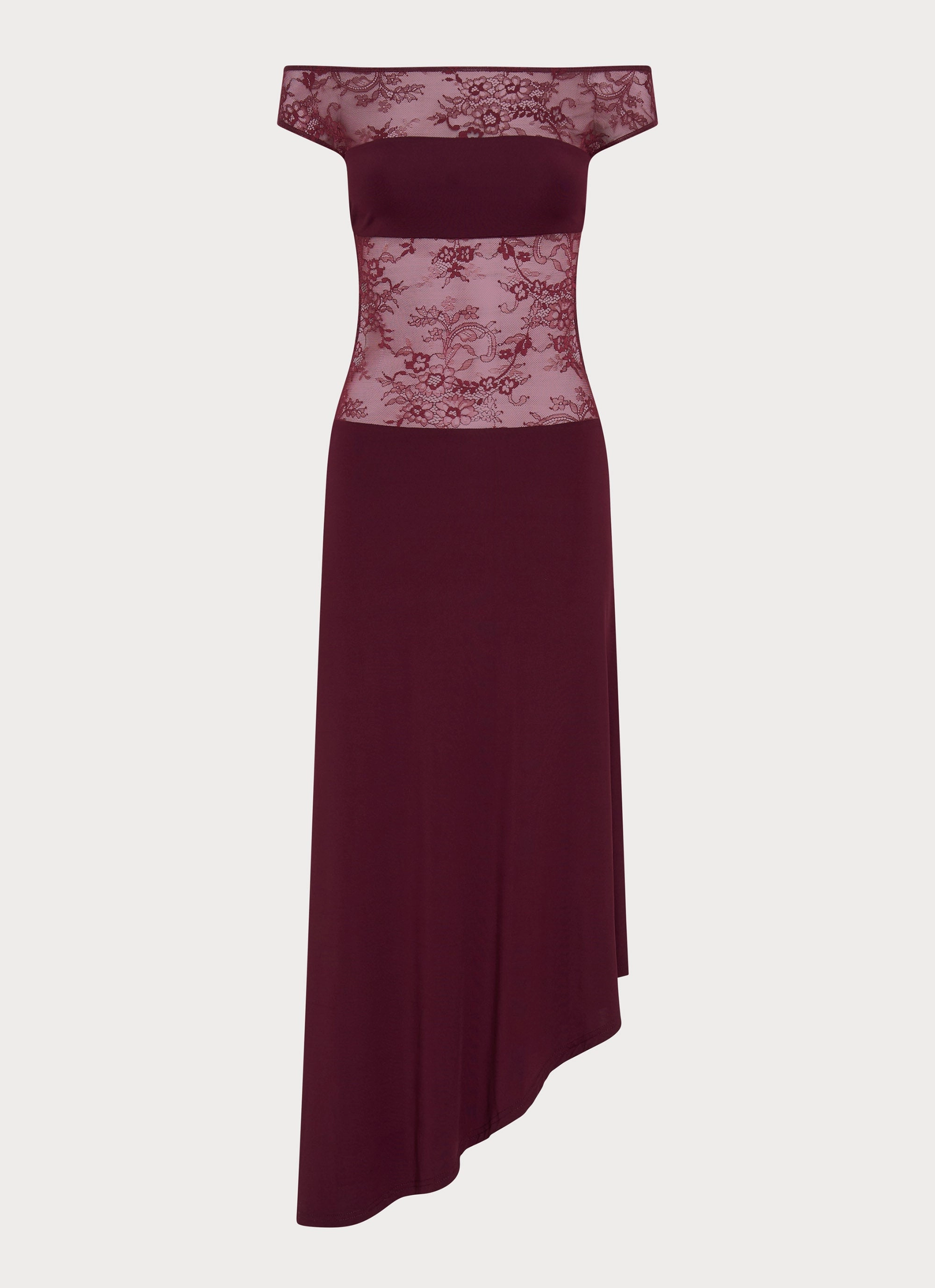 Francoise Lace Midi Dress - Burgundy Vegan Fabric