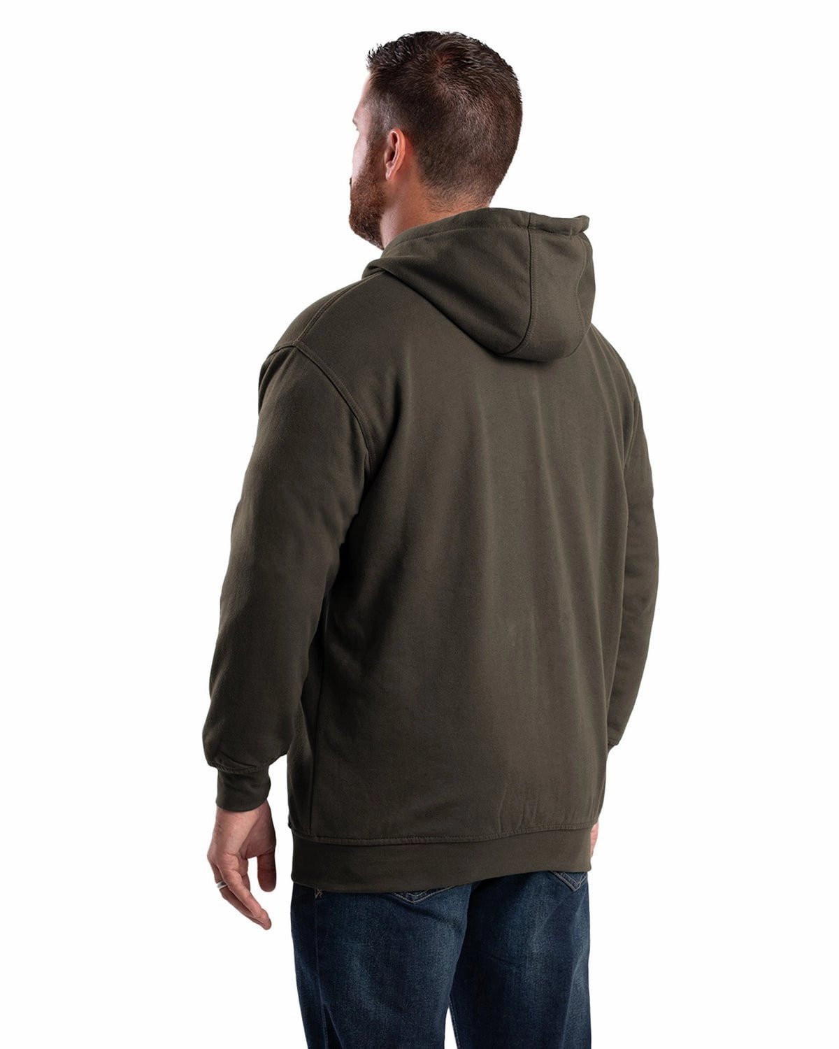 Berne Apparel Mens Heritage Thermal-Lined Zip Dark Brown Cotton Blend Hoodie Holiday Outfit
