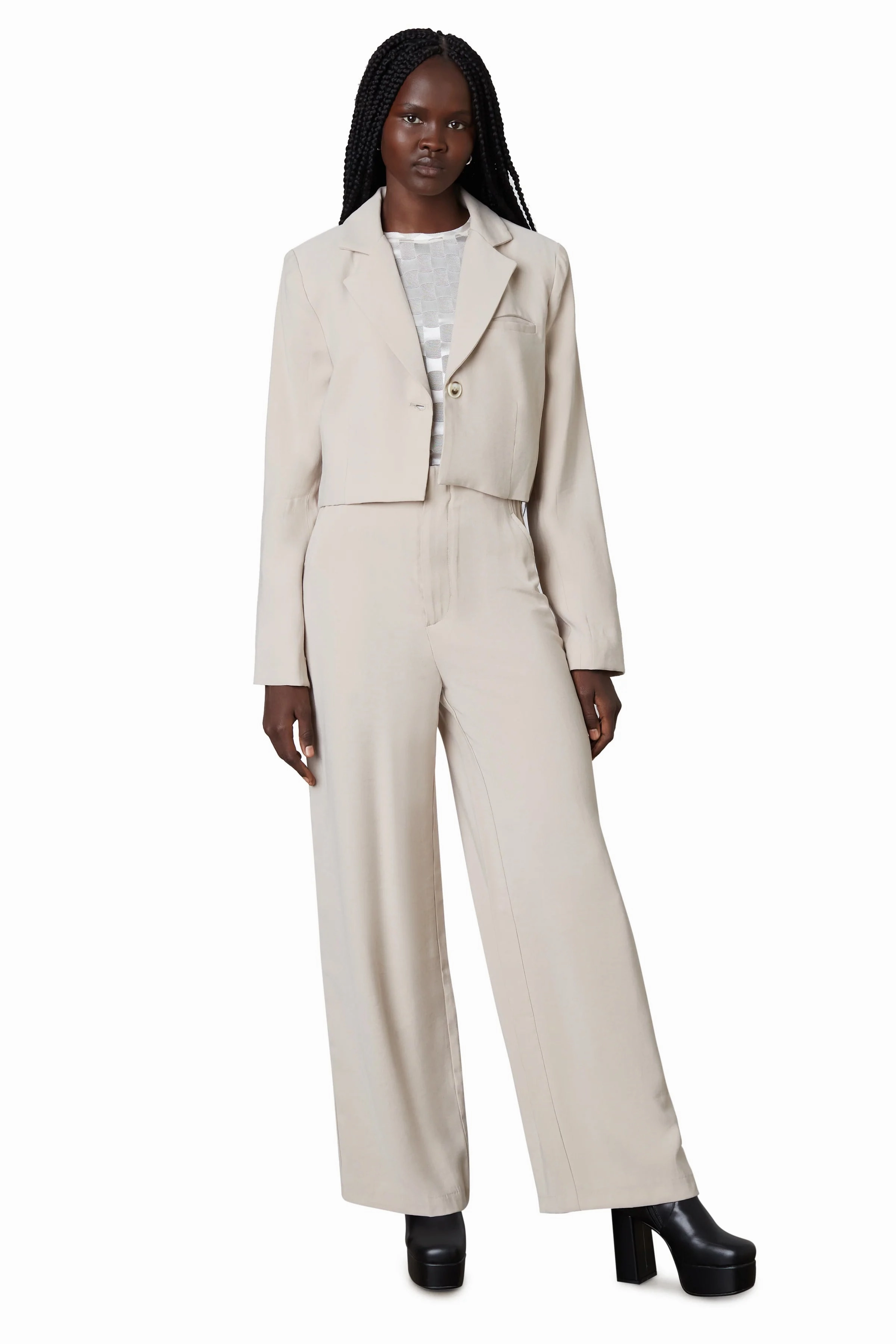 Cropped Blazer MinimalistAesthetic MoistureWickingMaterial