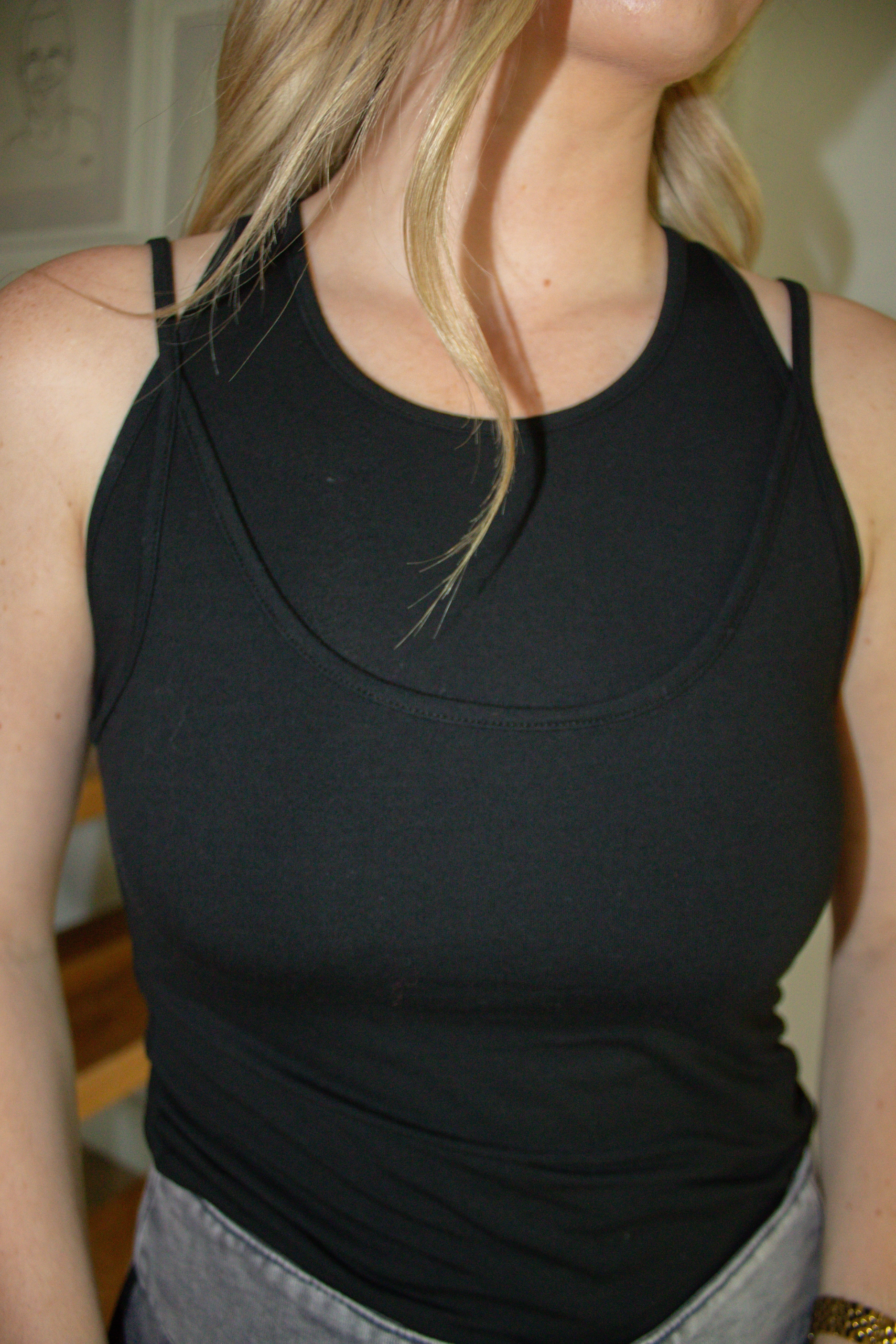 Gabbriette Layered Tank Top - Black HighDensity Knit NonIrritating