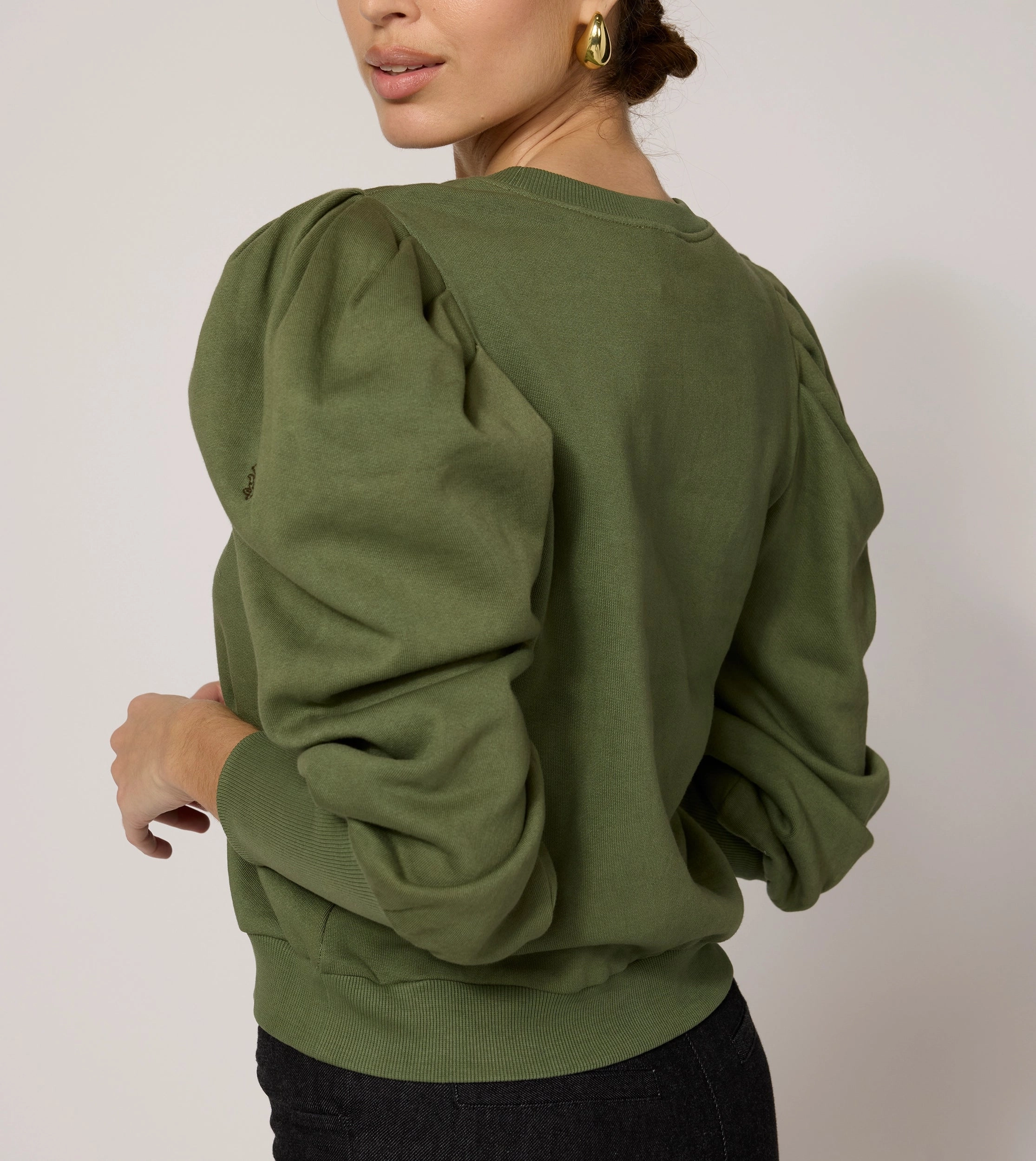 Hidden Pocket Design Indi Sweatshirt | Army Green
