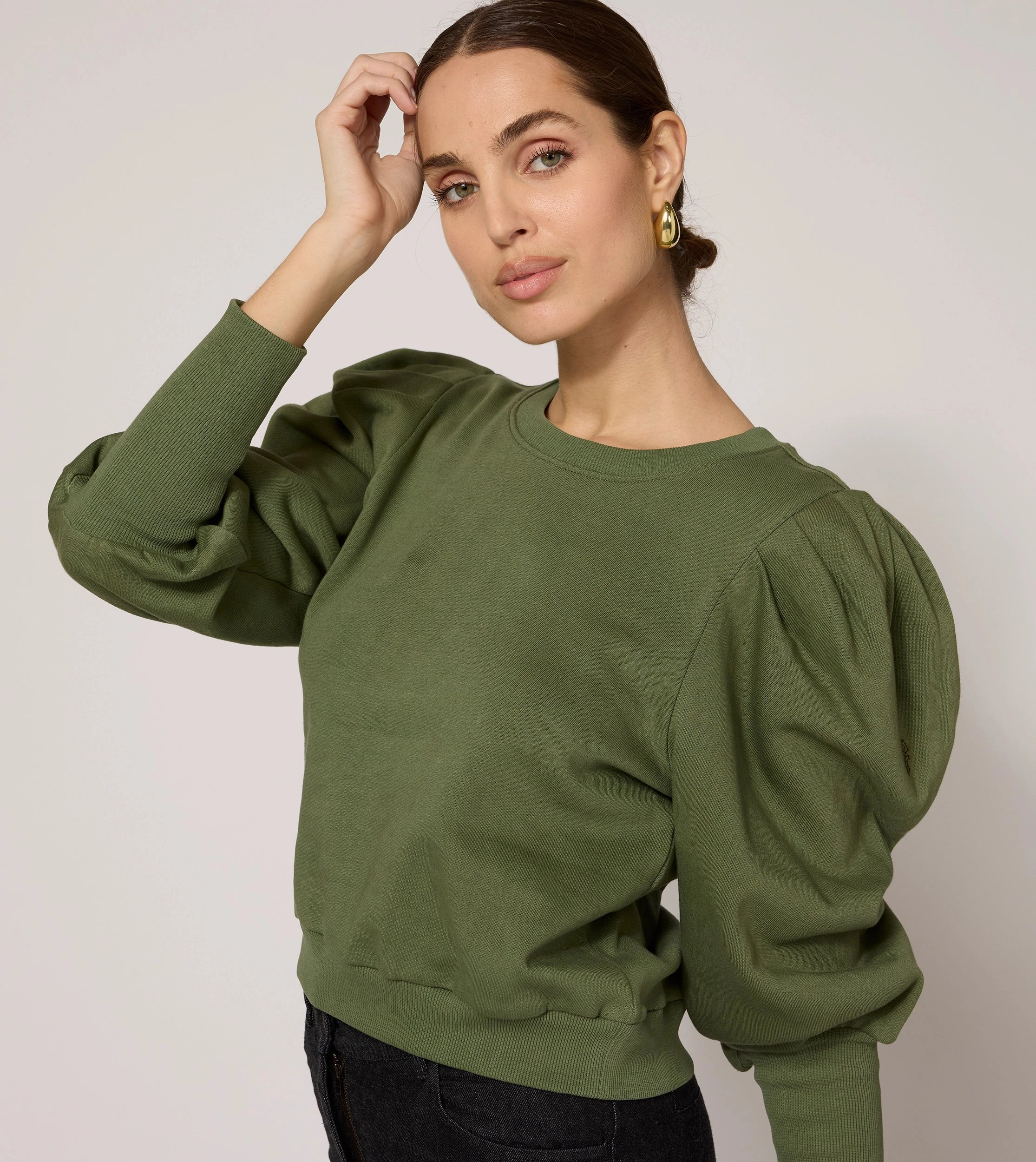 Indi Sweatshirt | Army Green Low Profile Stitching DurableWeave