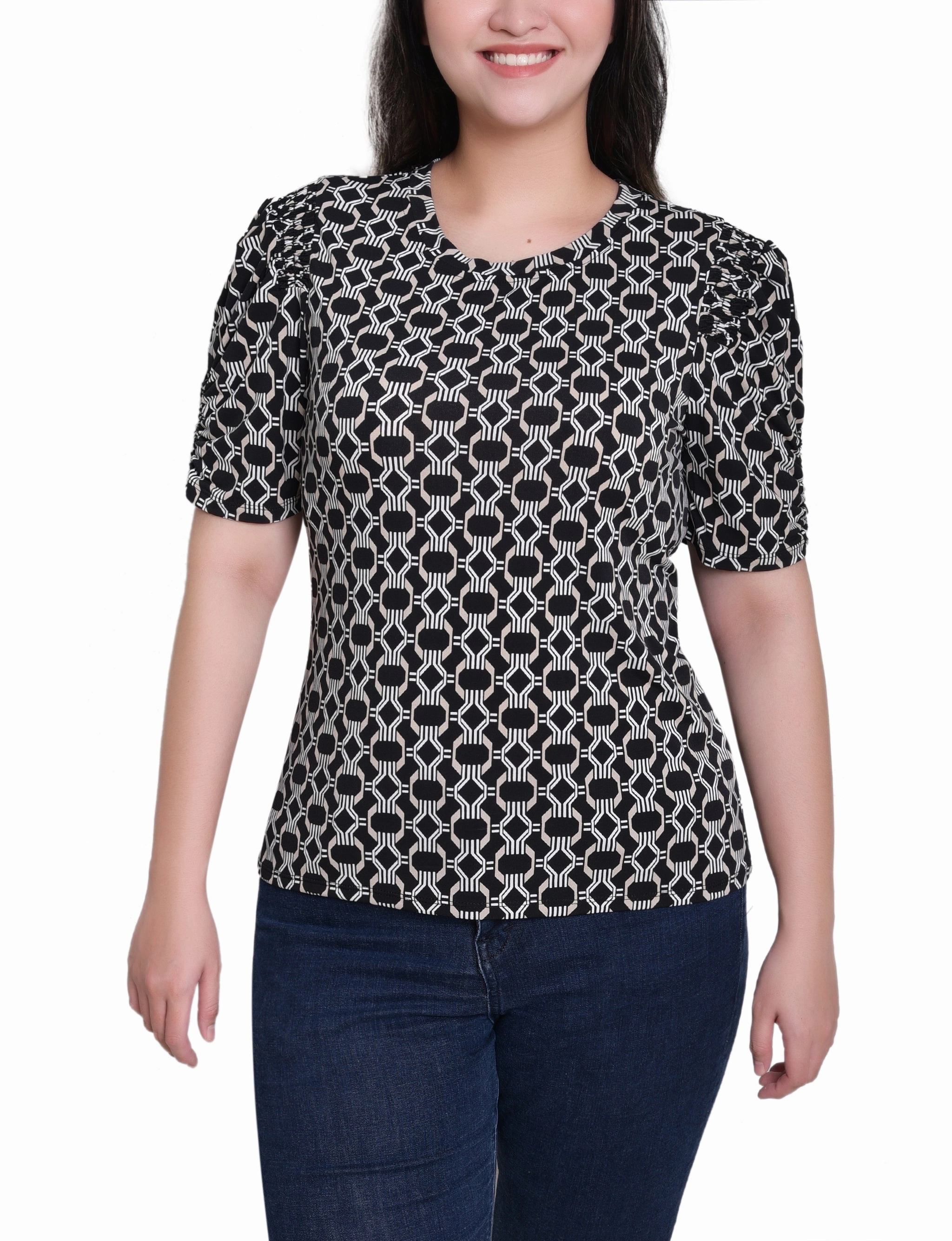 Short Sleeve Scoop Neck Top TemperatureRegulating Fabric anti static coating