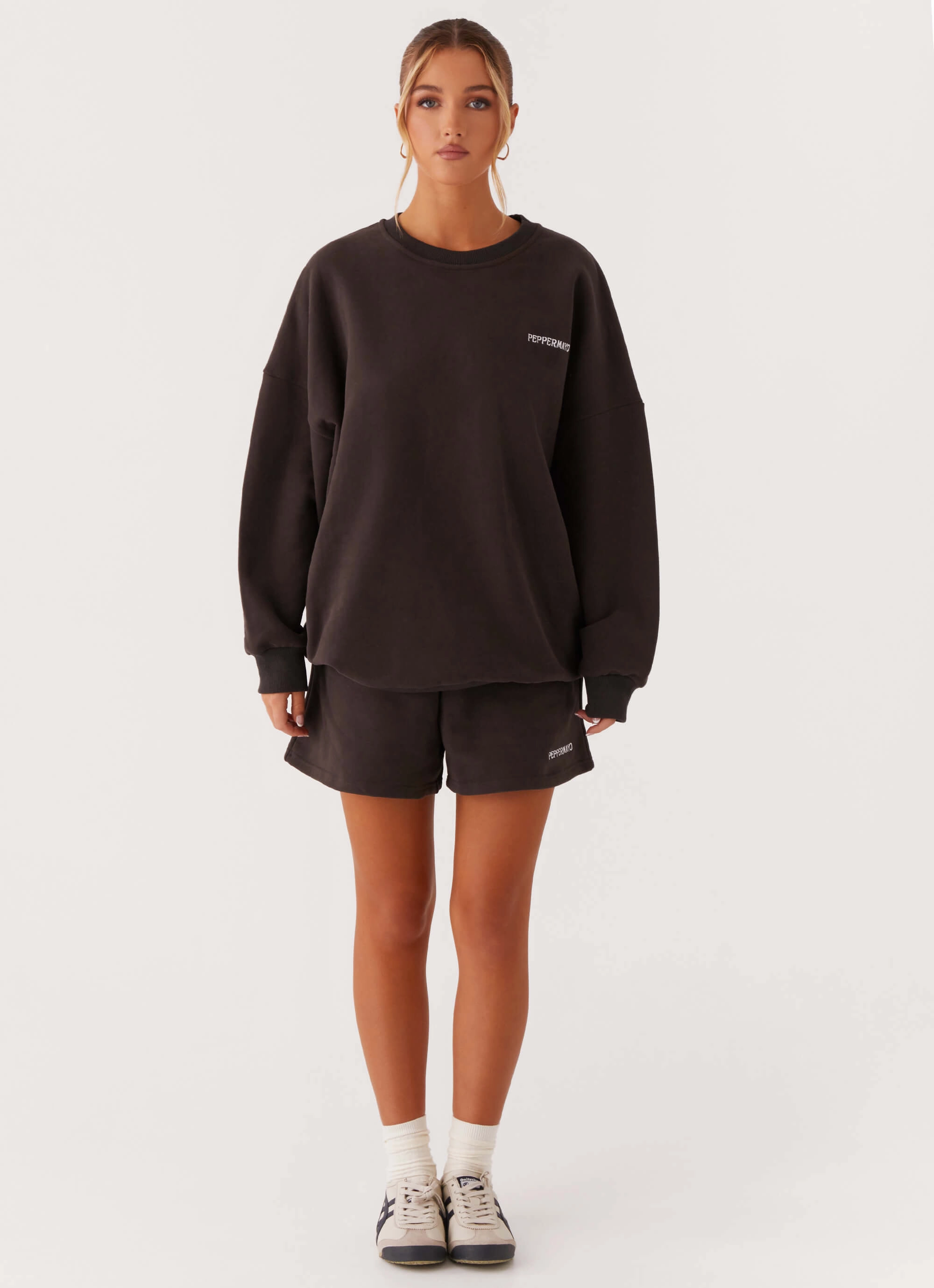 Light Warmth Functional Style Signature Oversized Sweatshirt - Charcoal