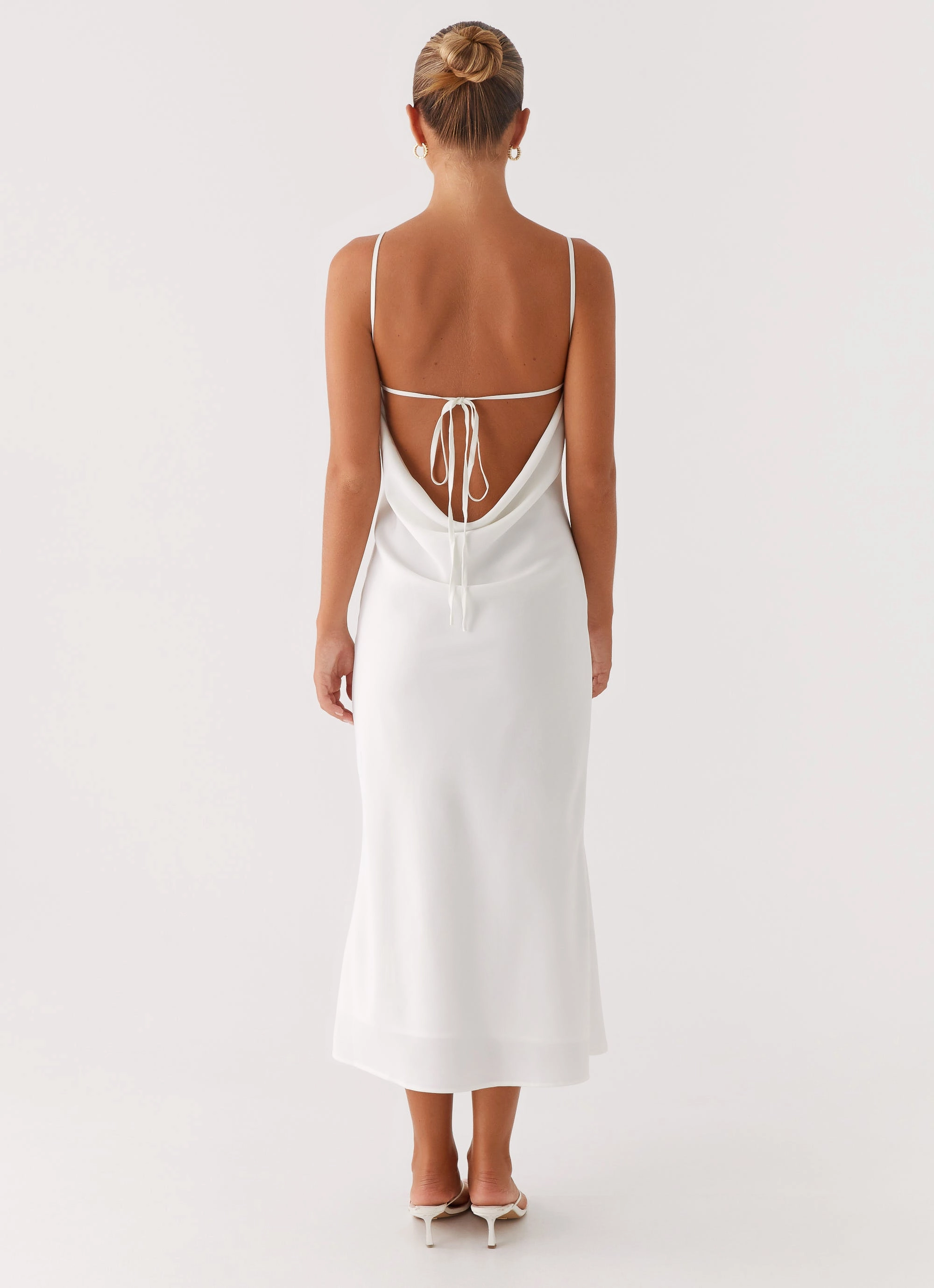 Bentley Midi Dress - White Layered Comfort Calm Drape