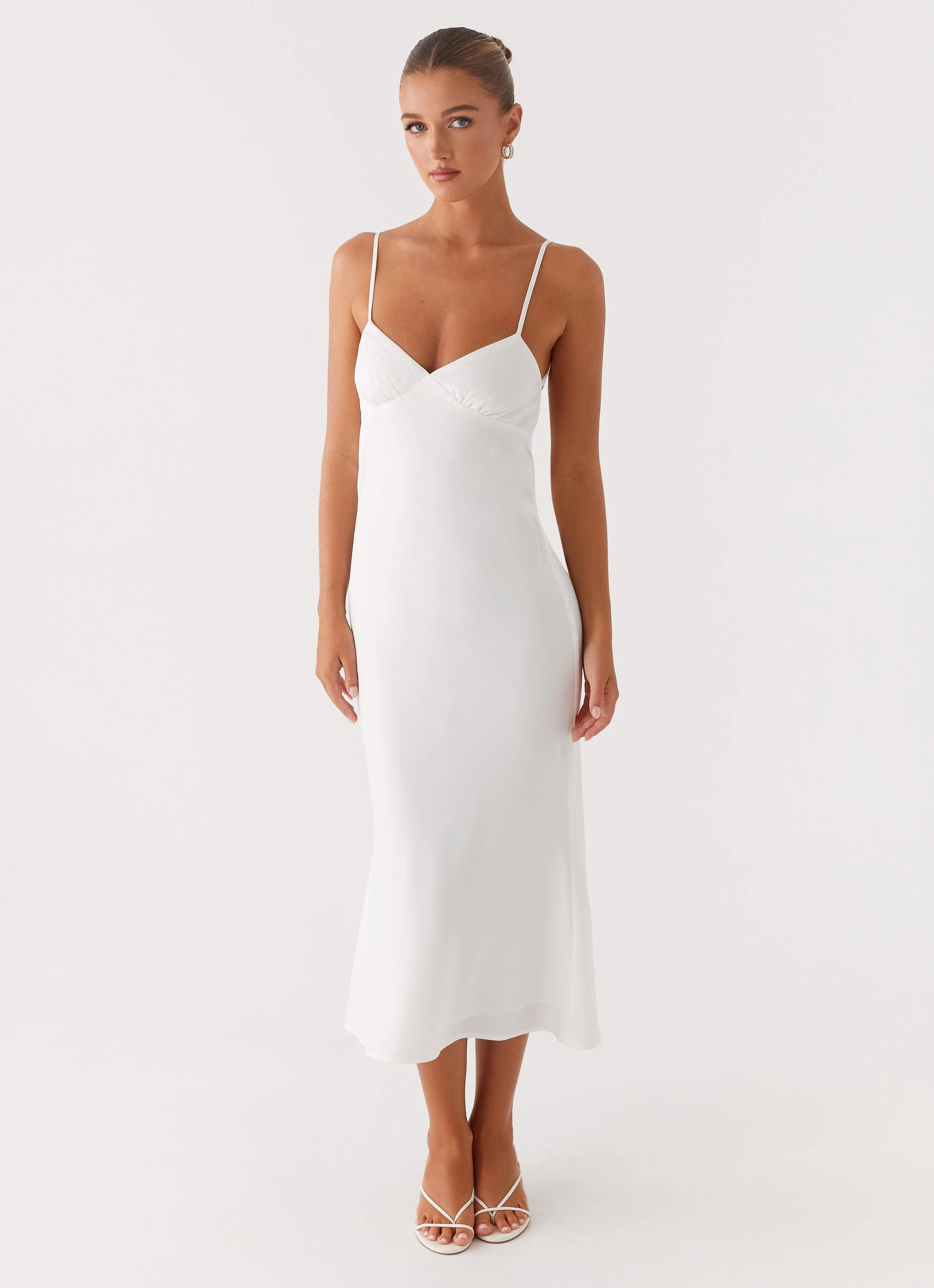 Bentley Midi Dress - White Thermal Outerwear Mid Length