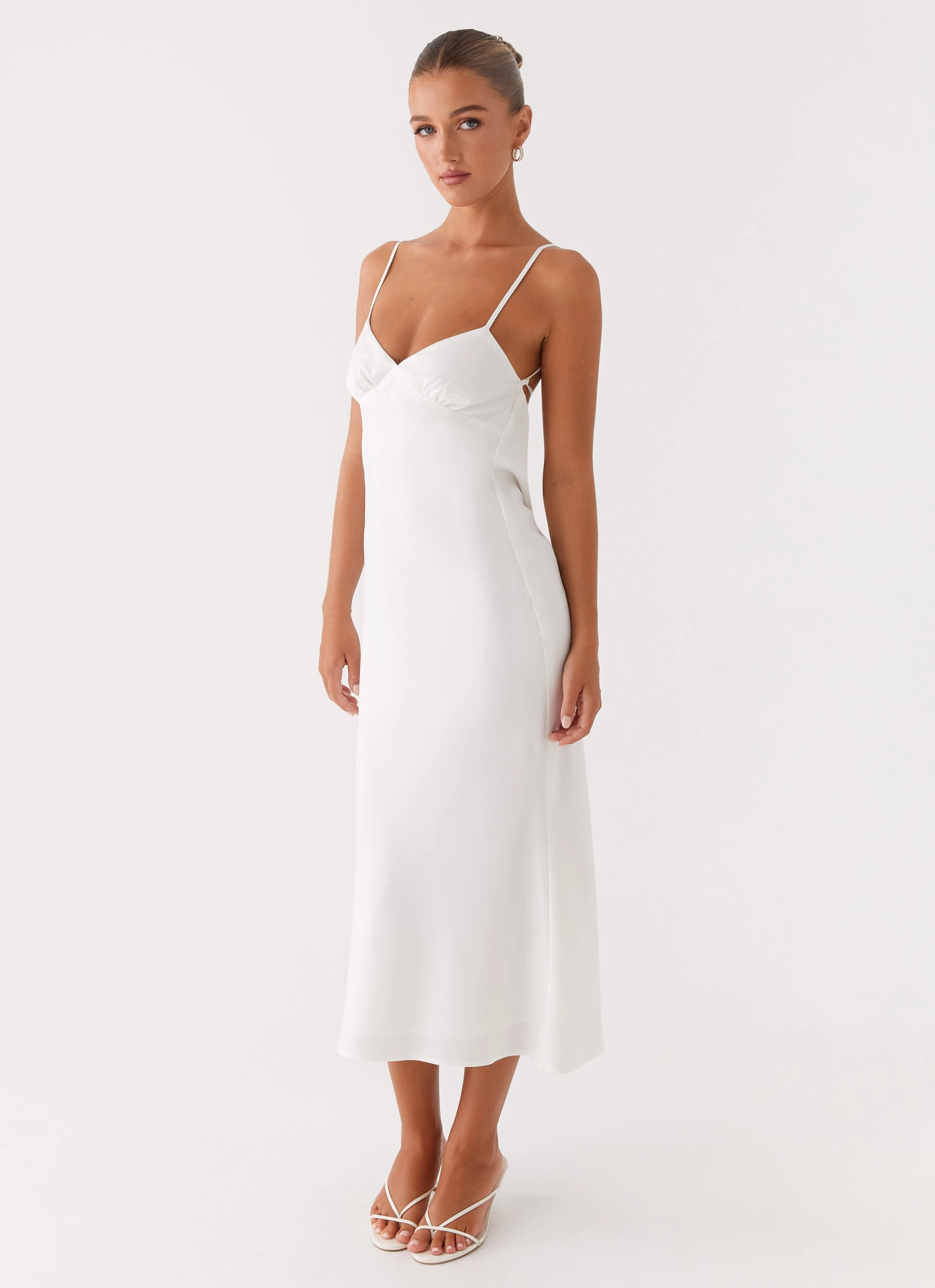 Bentley Midi Dress - White Insulated Warmth