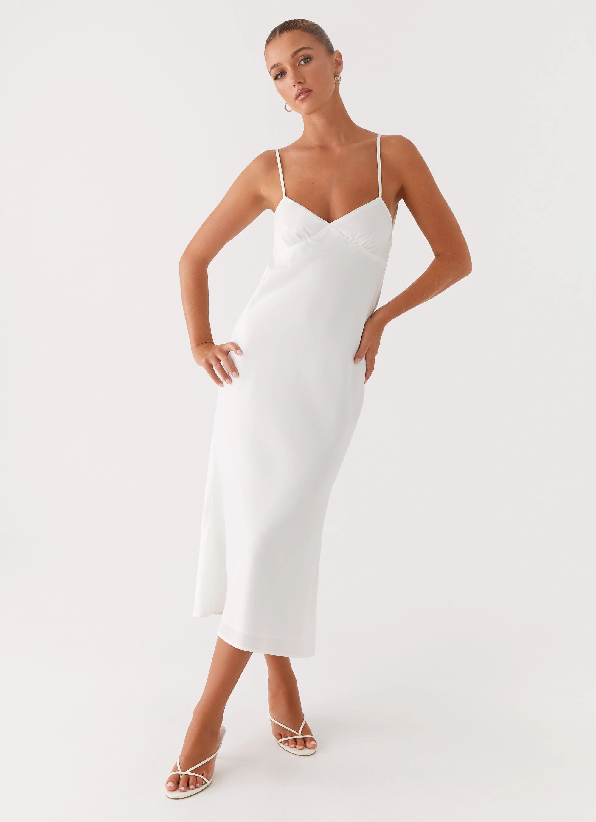 Trend Texture Bentley Midi Dress - White