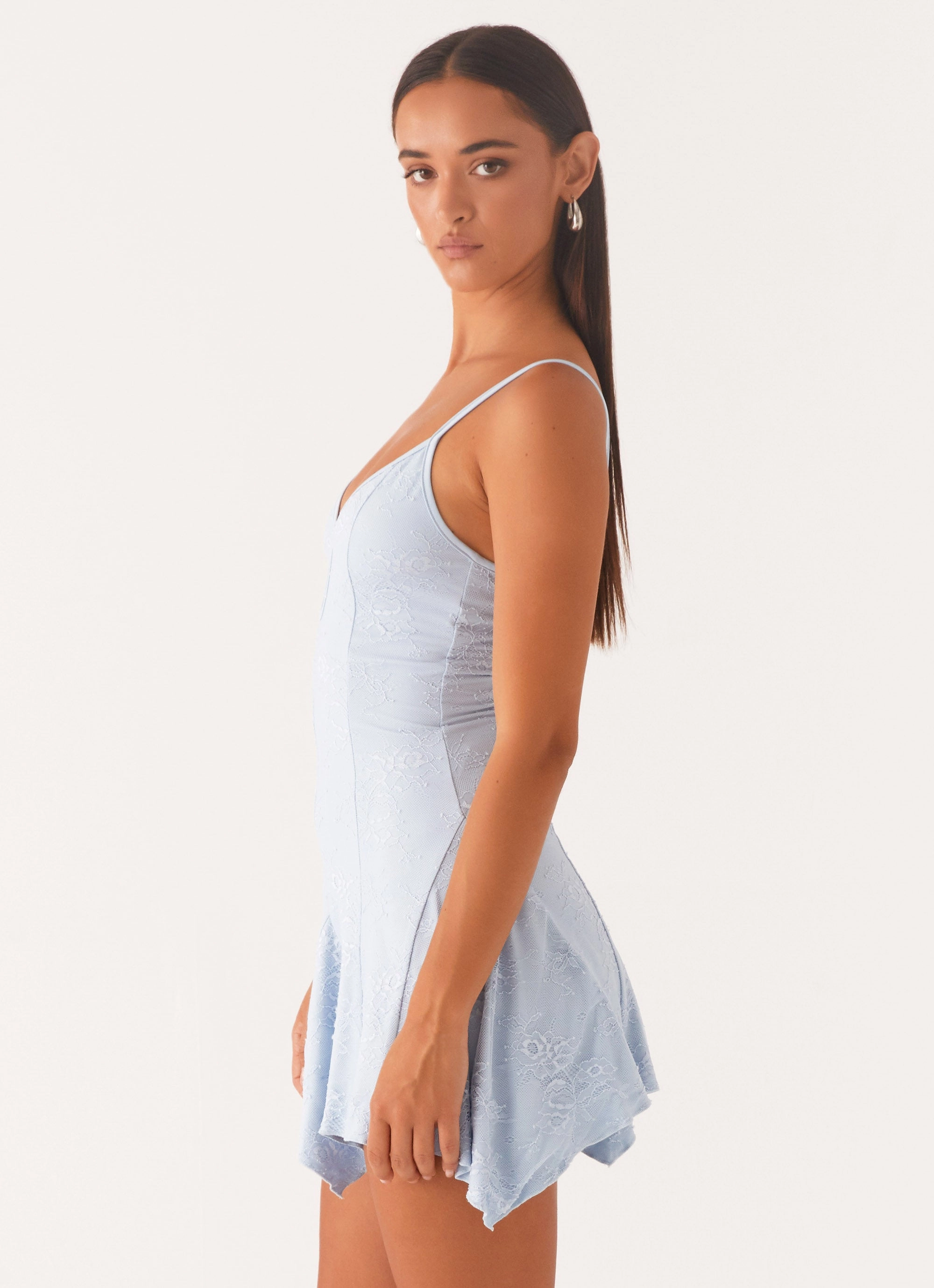 Subtle Texture Reversible-Style Surry Mini Dress - Blue
