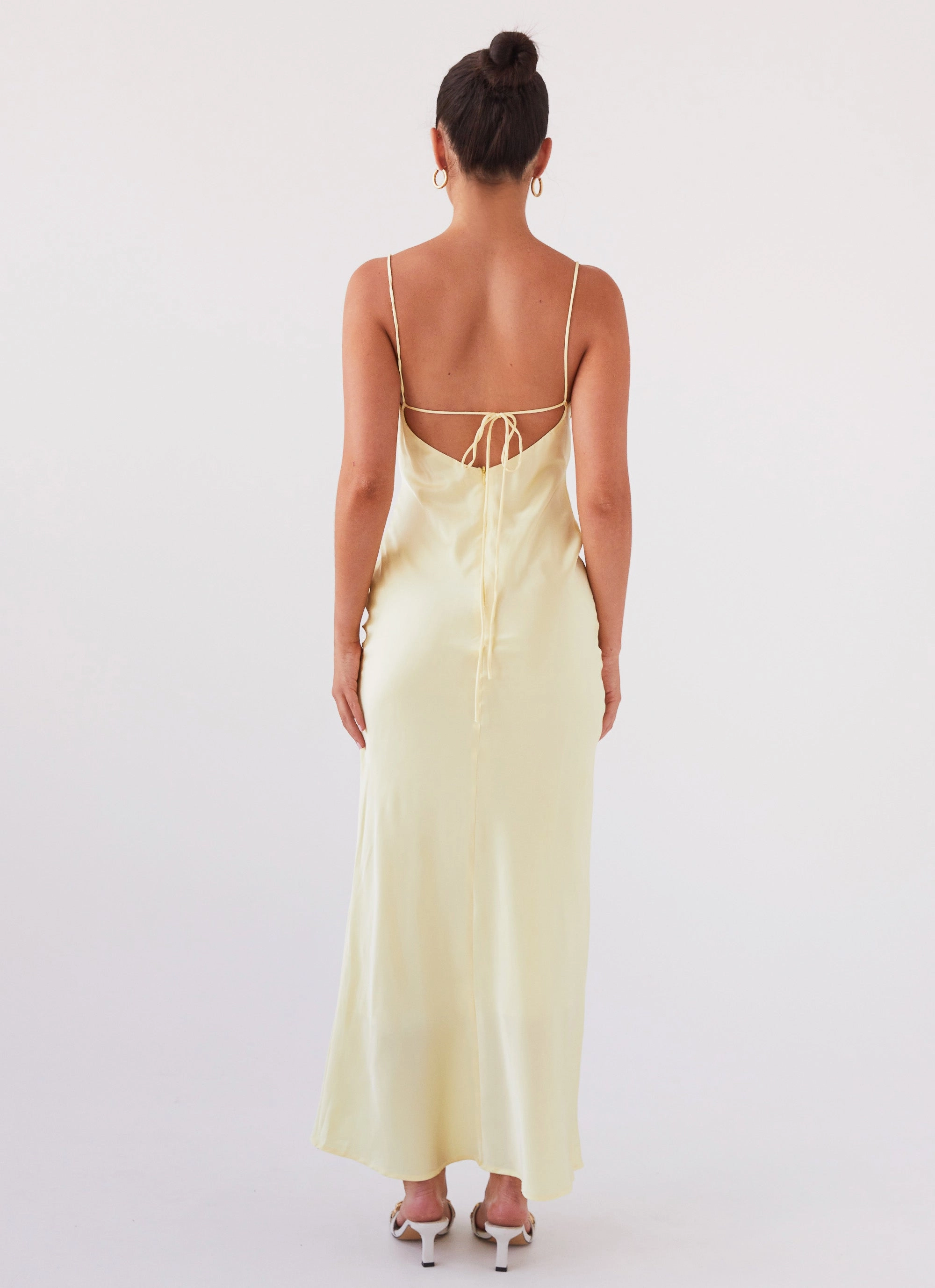 sporty wear Joanna Satin Maxi Dress - Lemon