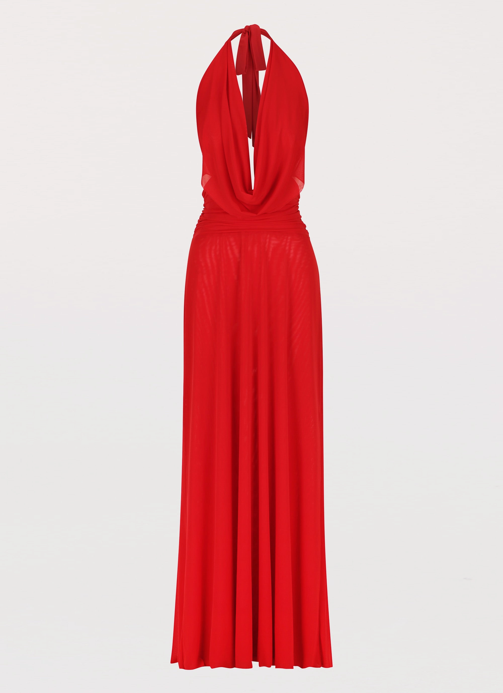 Fashion Statement Coat Elysia Mesh Maxi Dress - Cherry Red