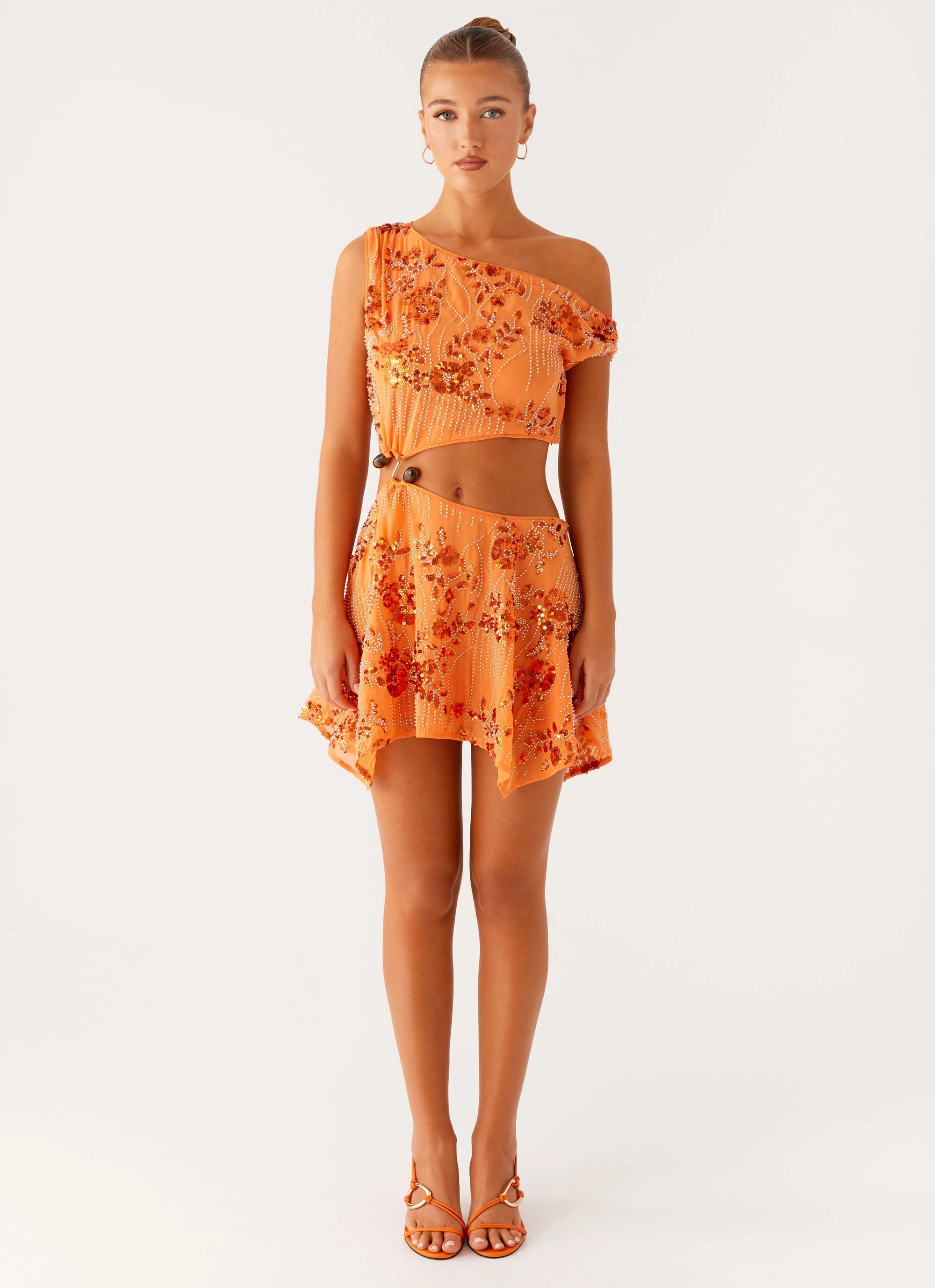 Aletta Sequin Mini Dress - Orange Sporty Comfort