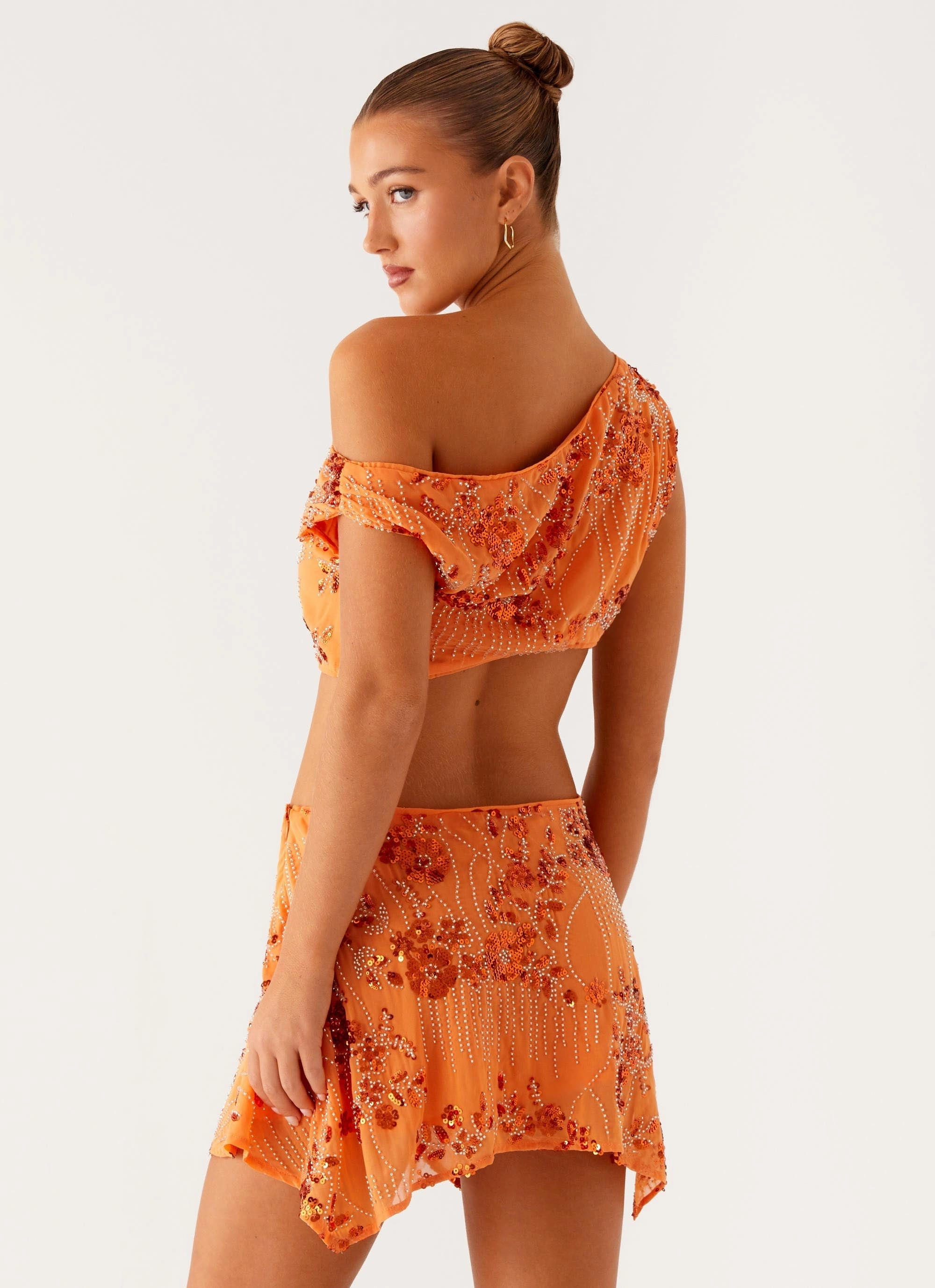 Aletta Sequin Mini Dress - Orange Breezy Style Daywear Comfort