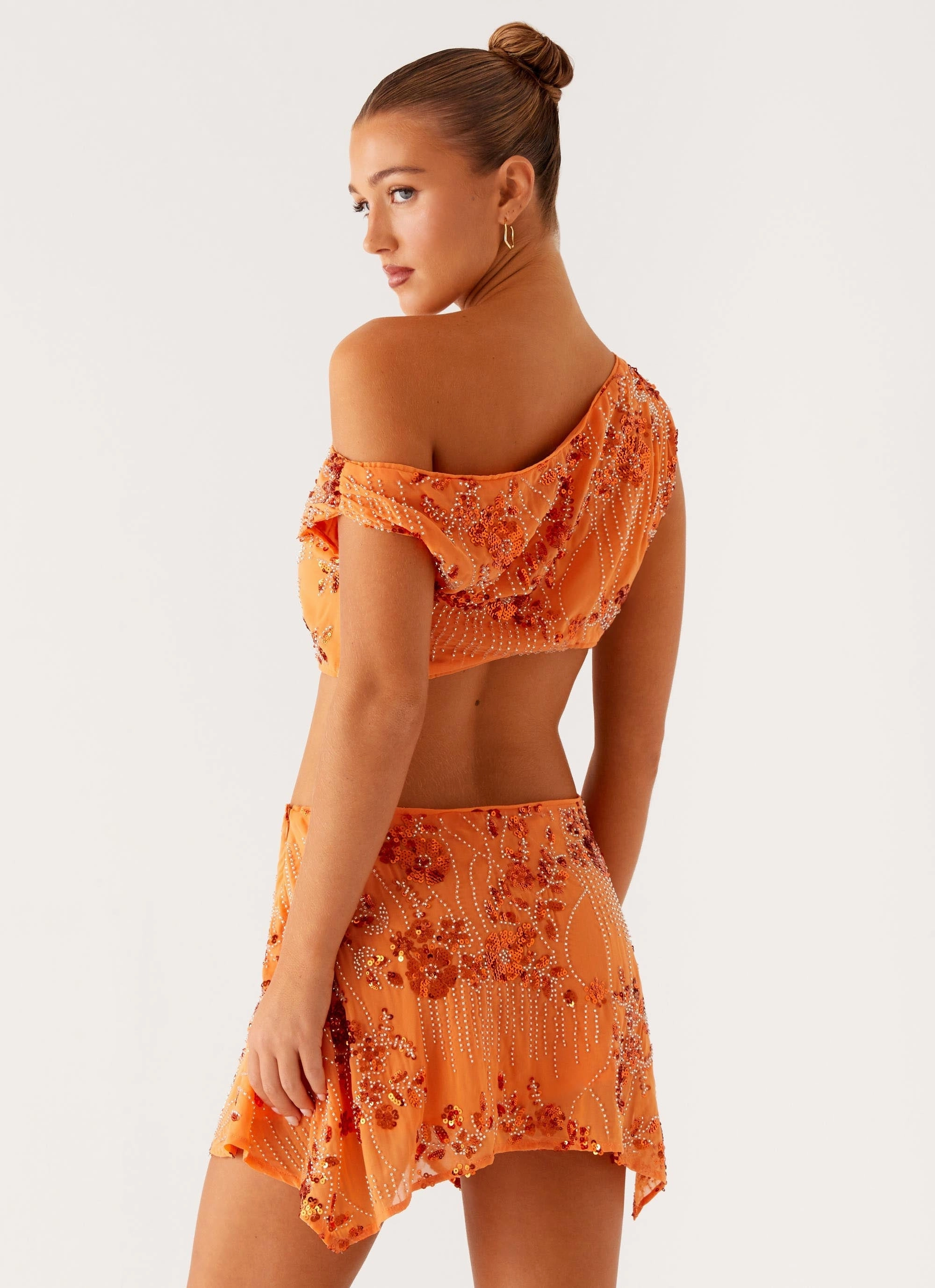 Minimalist feel Summer-Season Aletta Sequin Mini Dress - Orange