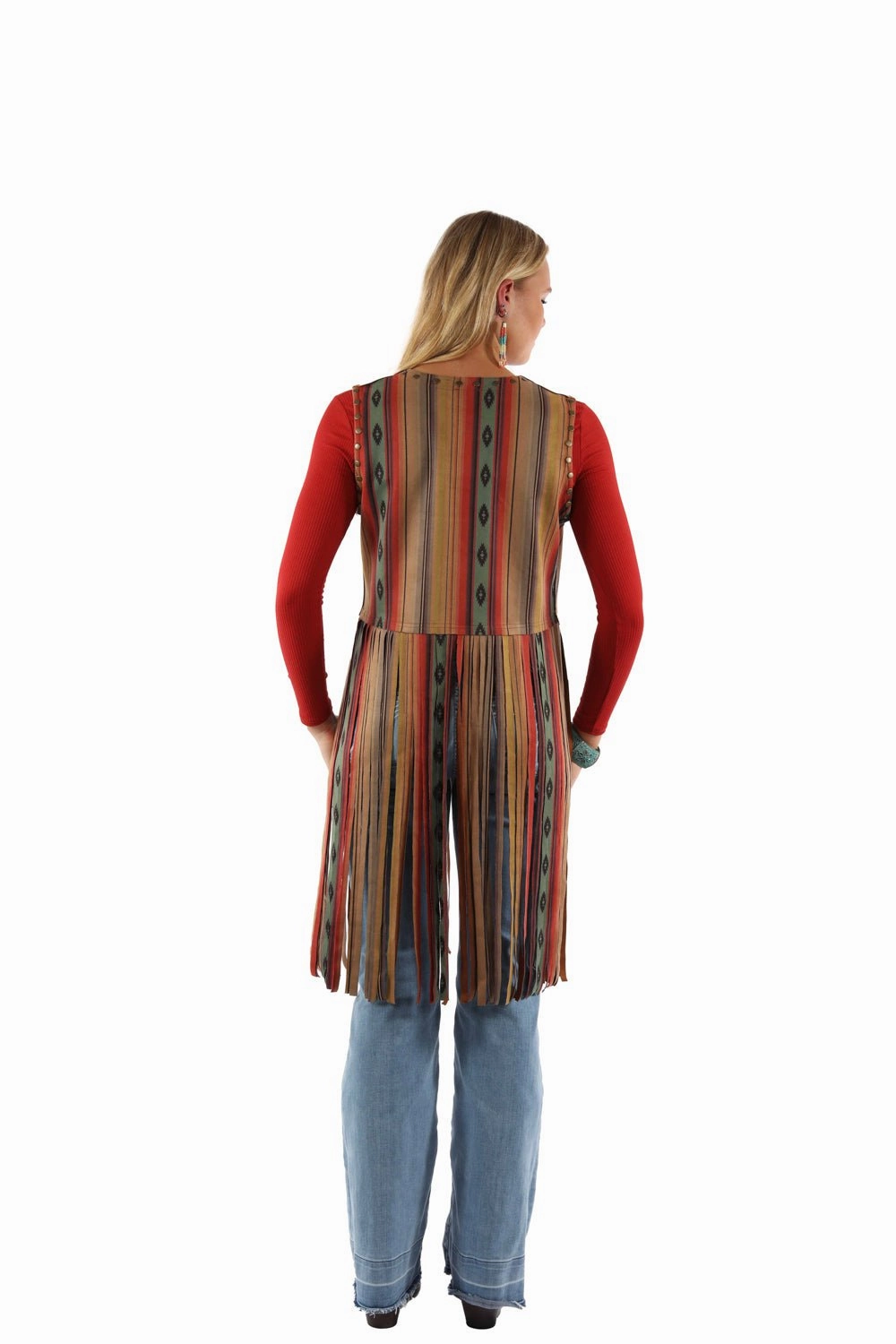 Street Fashion TearResistantOuter Scully Womens Southwest Fringe Serape Polyester Vest