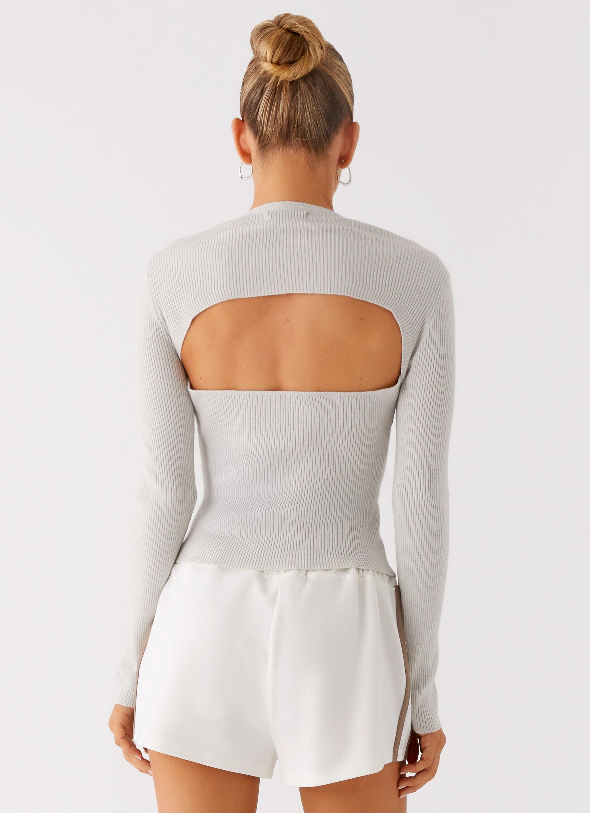 Biodegradable Fiber Blend HighElasticity Thread Carissa Open Back Top - Grey