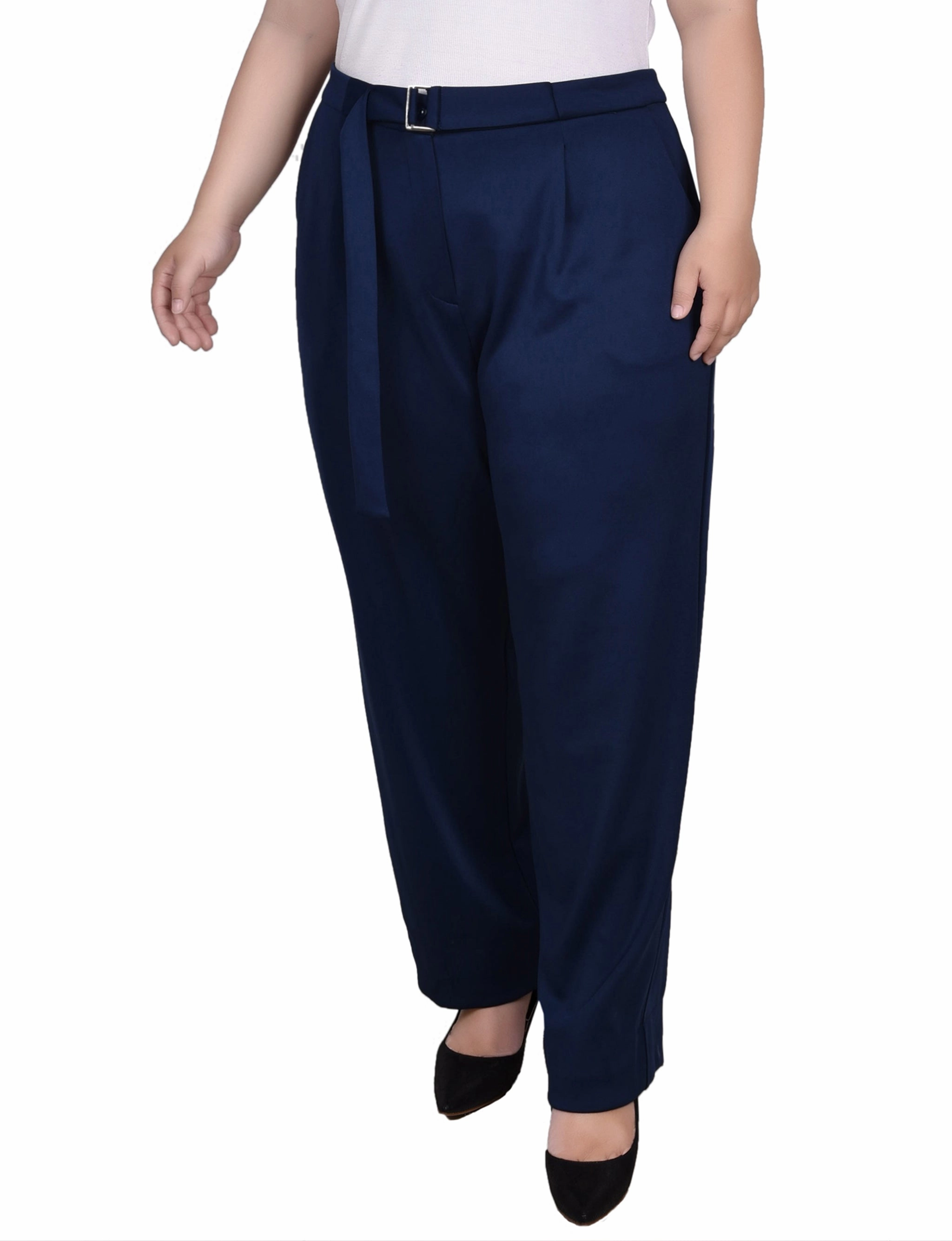 NoBuckleDesign Plus Size Belted Scuba Pant