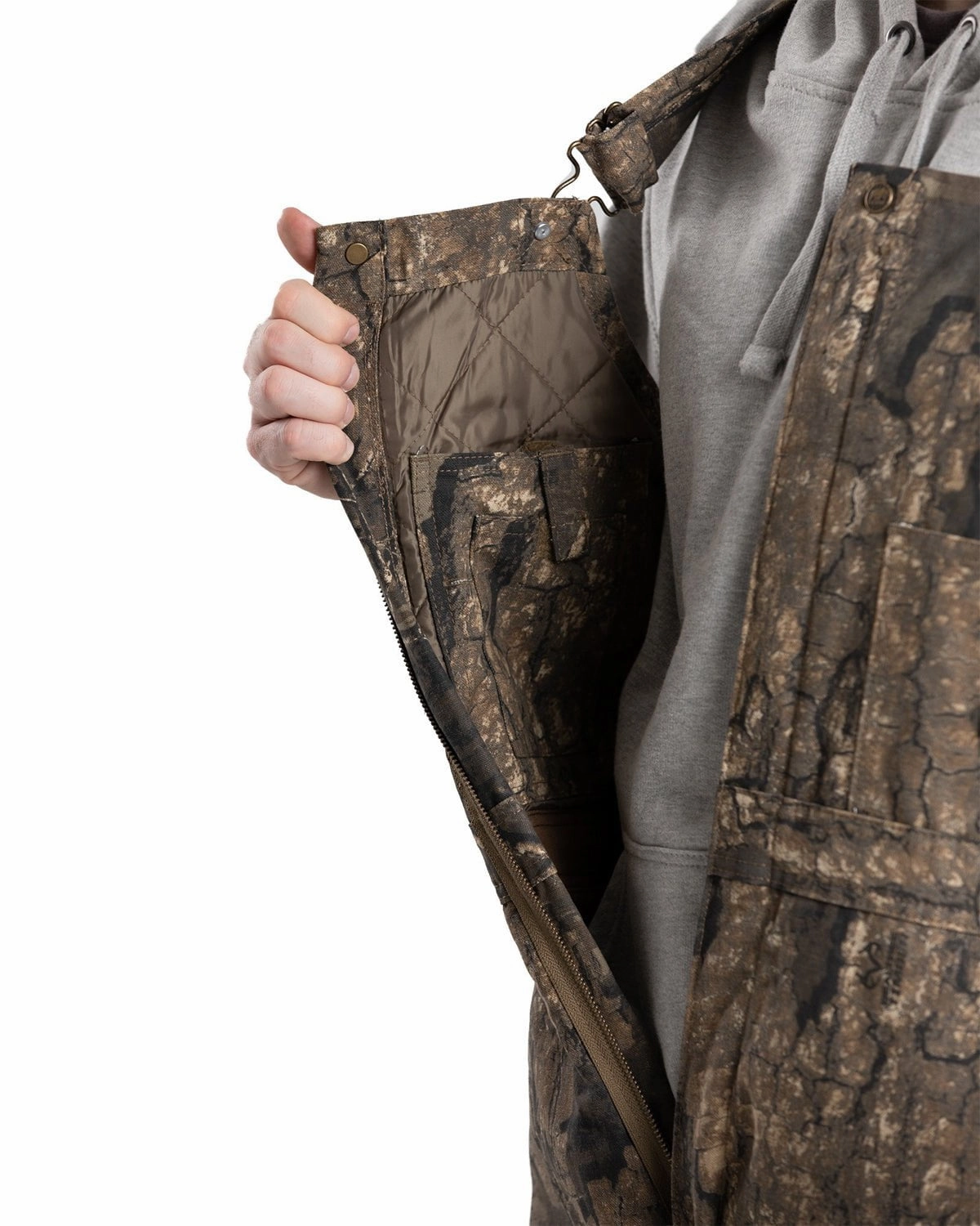 Berne Mens Realtree Timber 100% Cotton Deluxe Insulated Bib Overall Warm Layers Anti Slip Shoulder Pads