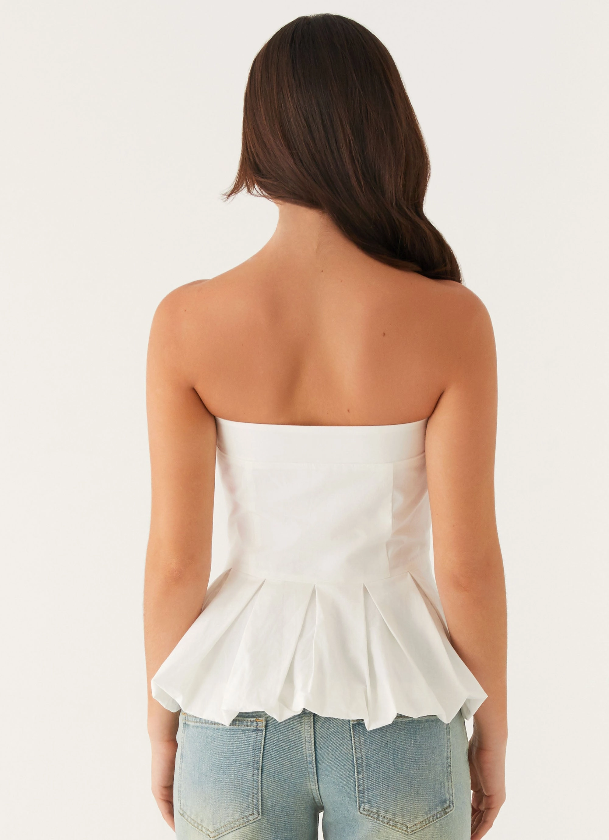 Ellen Bubble Hem Top - Ivory DropShoulder