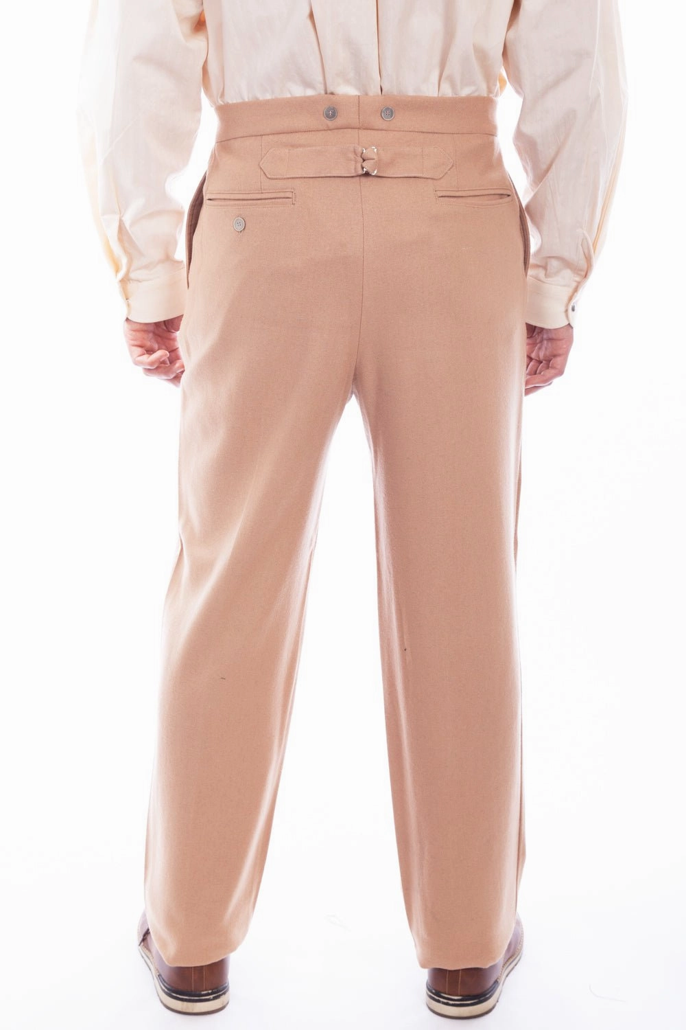 Wahmaker Mens Tan Wool Blend USA Trousers Durable Design