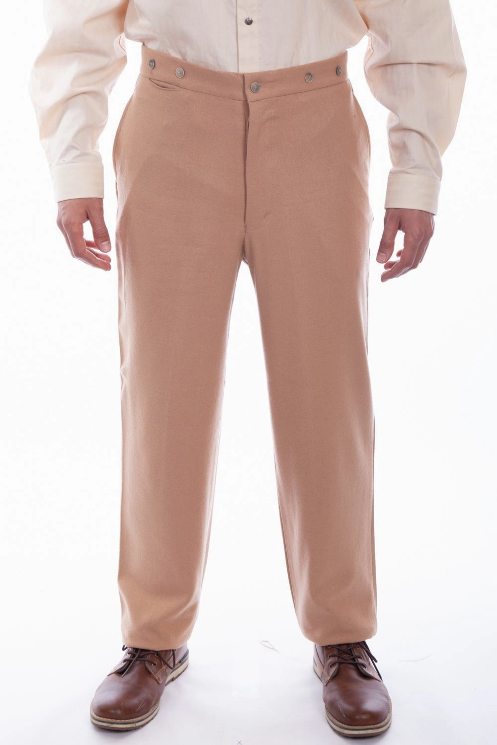 Lightweight Feel Straight Leg Wahmaker Mens Tan Wool Blend USA Trousers