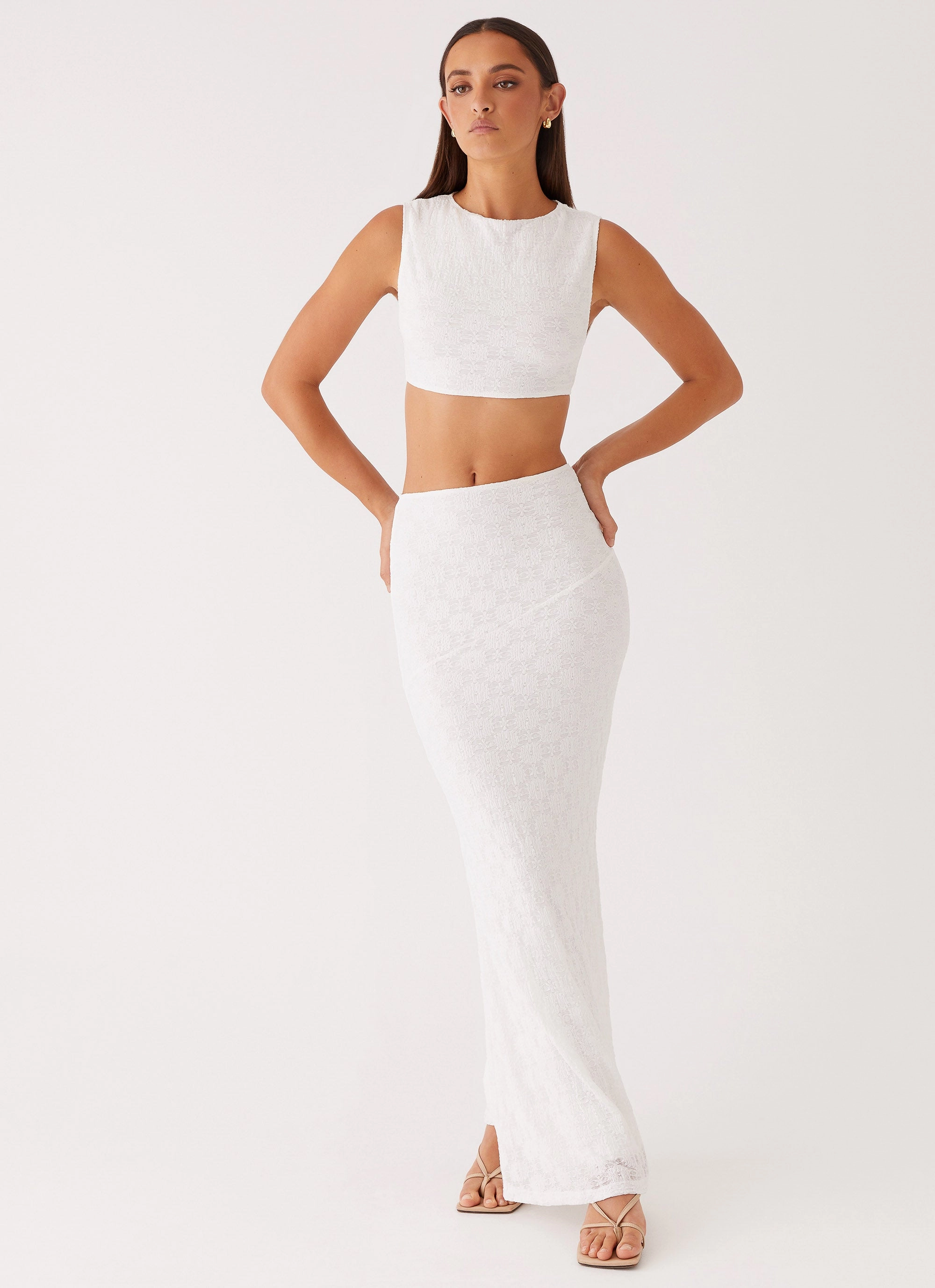 Issey Crop Top - White Layered Neckline QuickRelease Closure