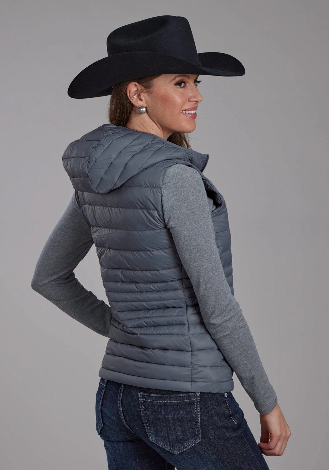 Seasonal Trend Simple Urban Layer Roper Womens Parachute Down Silver Blue 100% Nylon Softshell Vest