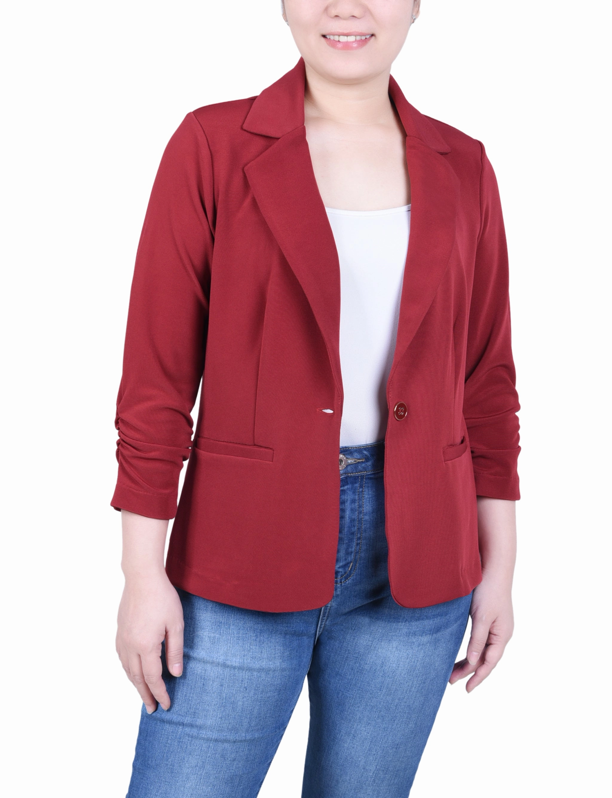 Petite 3/4 Sleeve Knit Ottoman Jacket Casual Tee AntiSlipGrip