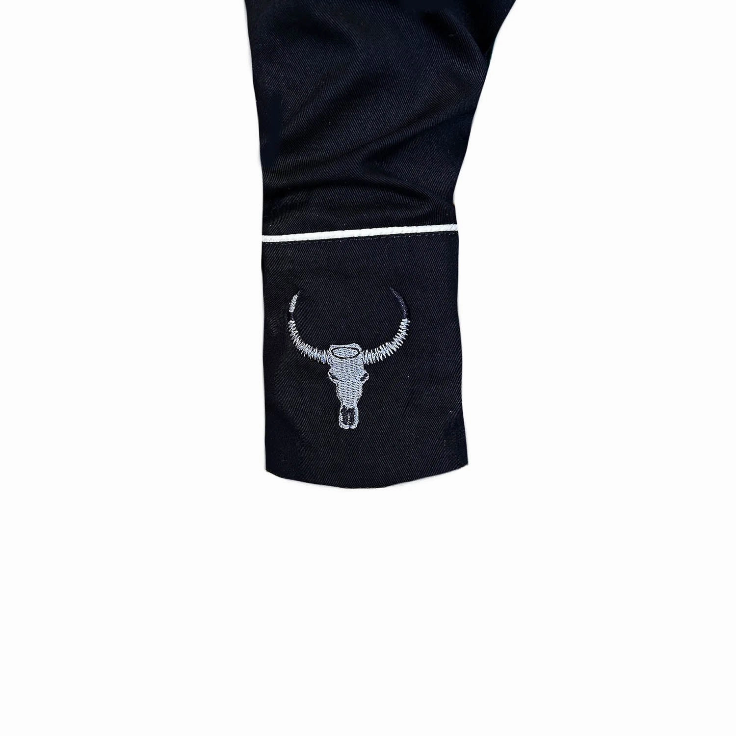 Rockmount Mens Steer Skulls with Feathers Black 100% Cotton L/S Shirt Quick Release Placket