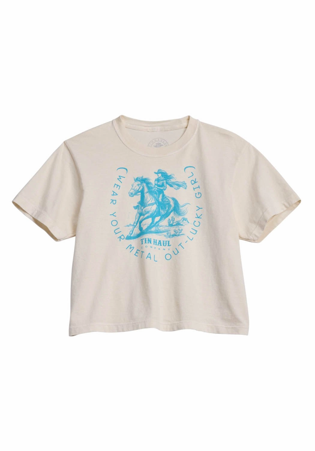 Tin Haul Womens Wear Your Metal Out Horseshoe Ivory 100% Cotton S/S T-Shirt Party outfit Functional Wear