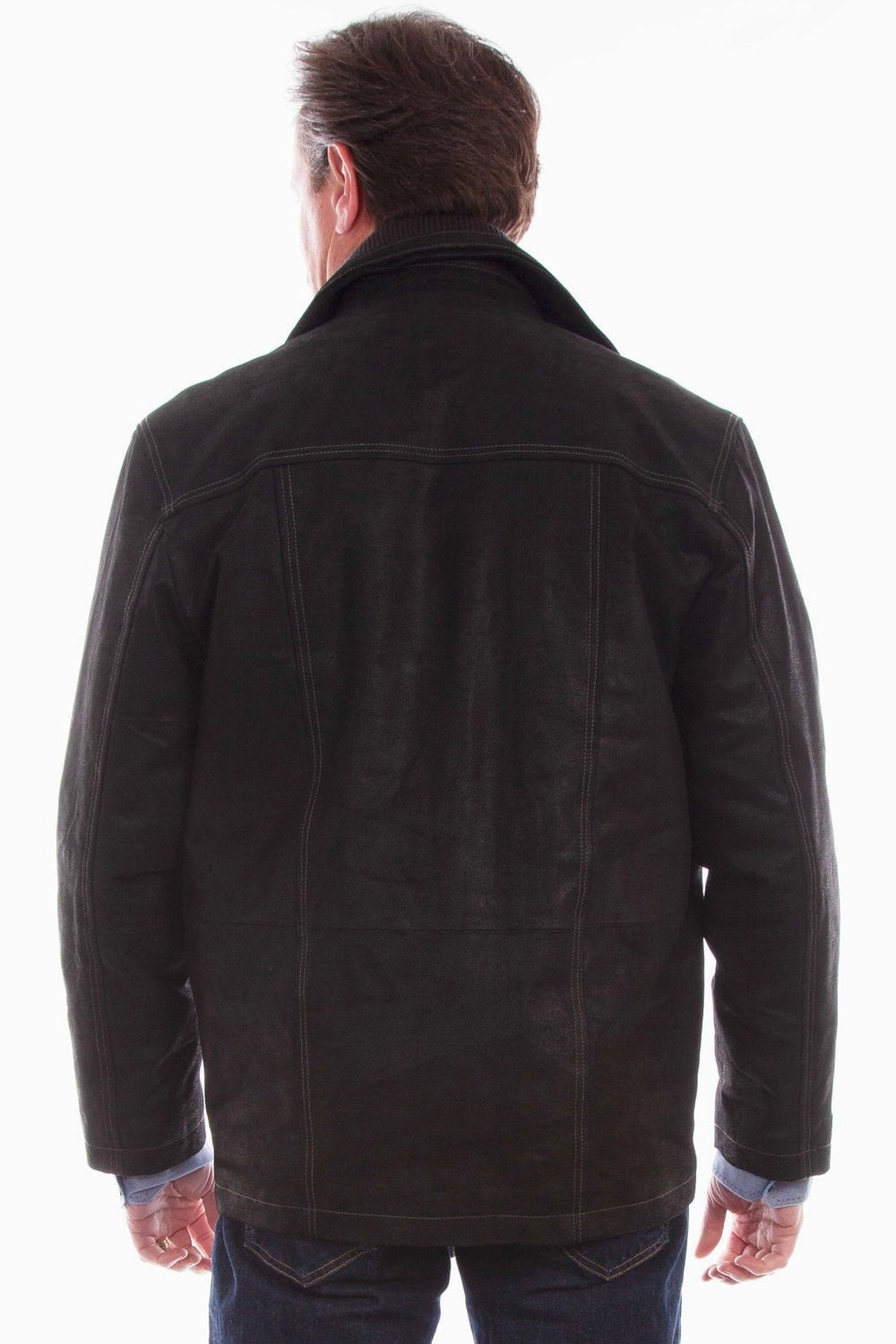 Scully Mens Vintage Full Zip Vintage Black Leather Leather Jacket Casual Classic