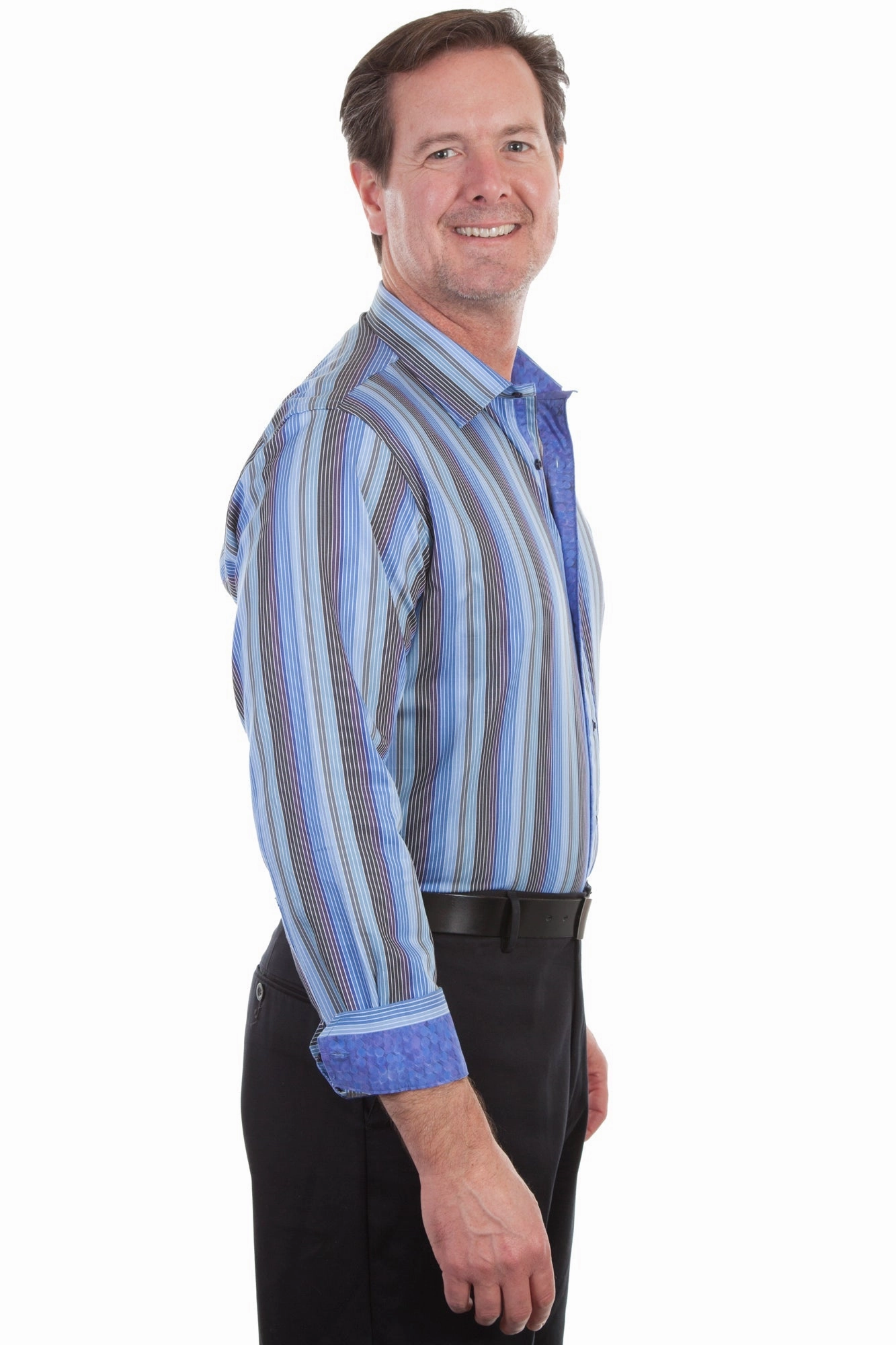 Scully Mens Sky 100% Cotton Stripe L/S Shirt Timeless Classic Personalized Touch