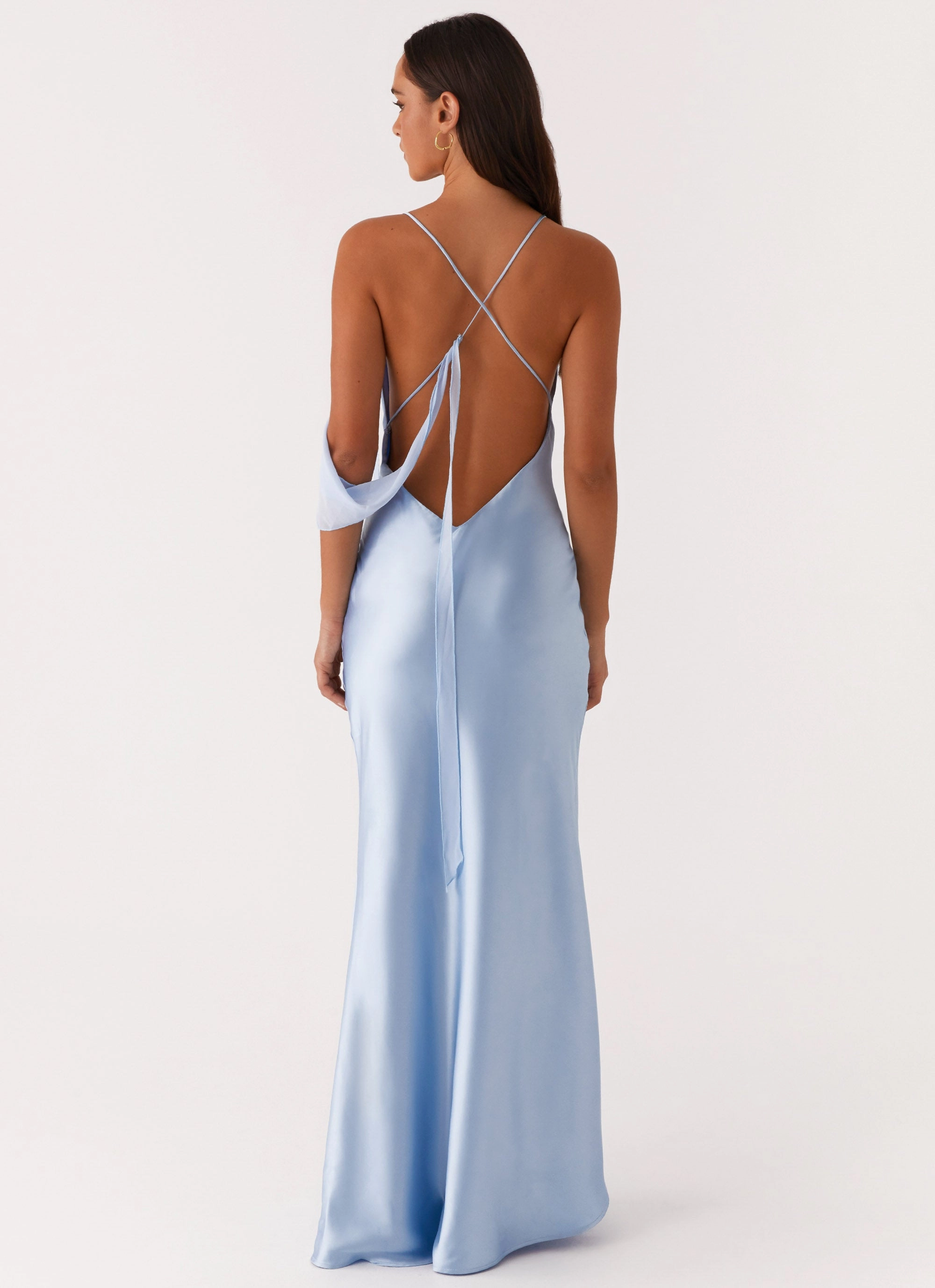 Too Sweet Satin Maxi Dress - Blue Unlined Look Soul Warm